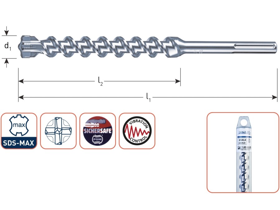 Hamerboor SDS-max 4-snijder 24 x 400/540 1342400400