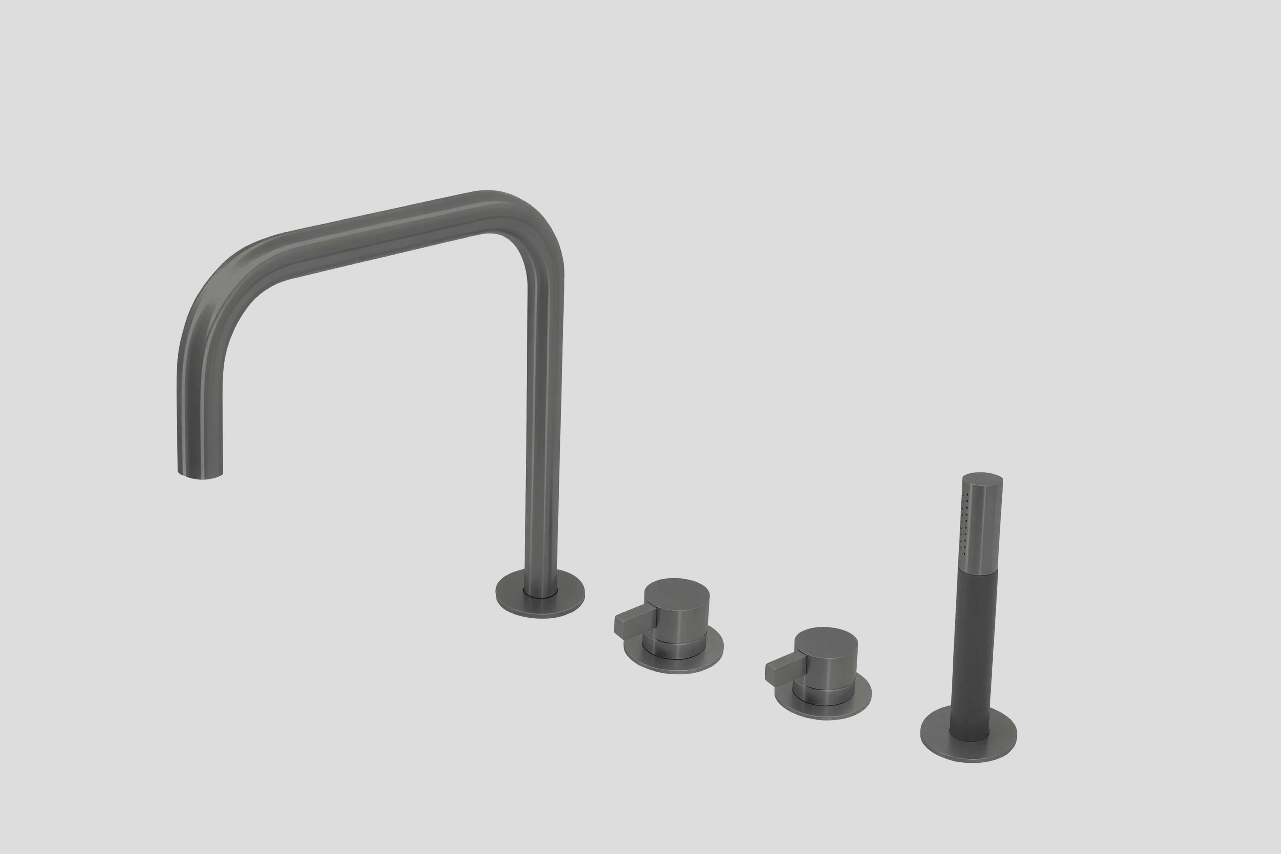 Lagoo Como Badrandcombinatie m. uitloop 2 stopkranen en handdouche CM3210GM Brushed Gun Metal PVD