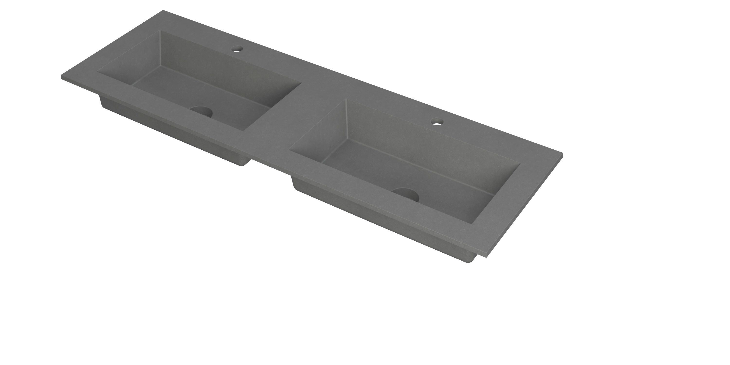 INK Kraft wastafel dubbele bak m. 2 krgtn 3417364 Quartz grijs H10xB1400xD450