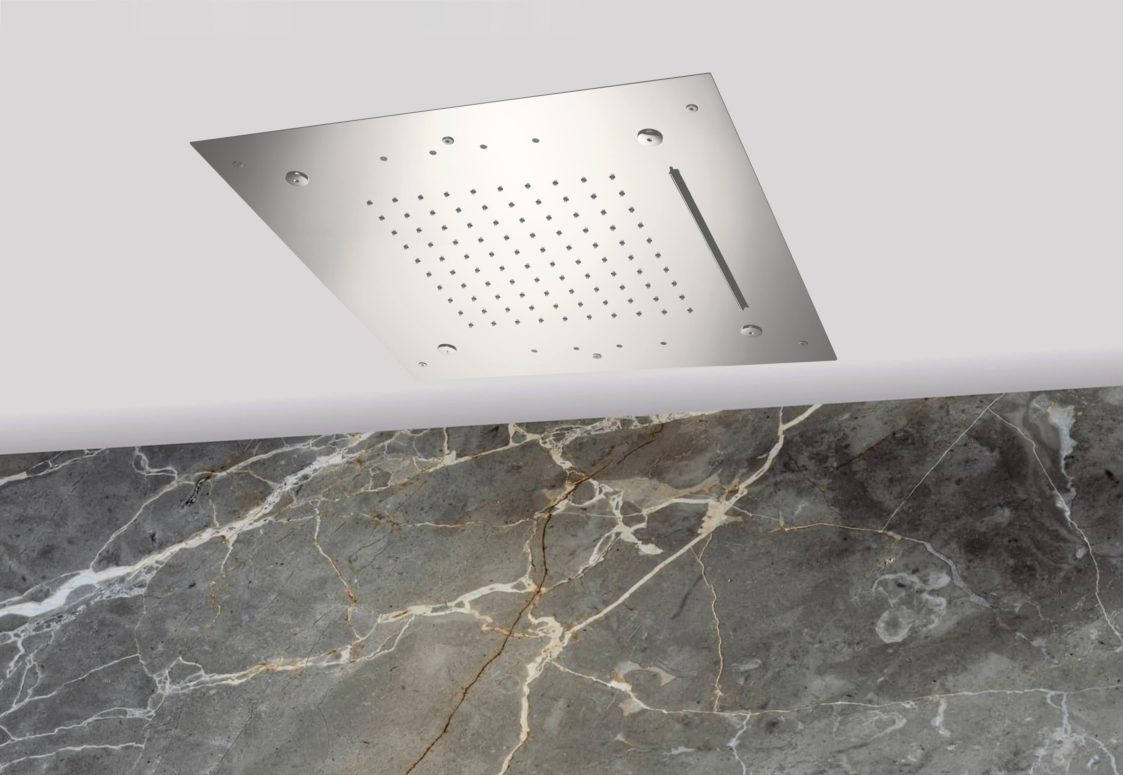 Lagoo Nesso Hoofddouche LED it Rain 500 x 500 m. regen cascade nevel m. multi color LED incl. afstan N8254BN Brushed Nickel