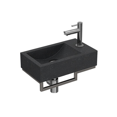 Proline pack hardsteen m. krgt. R fontein stalen frame geb. rvs kraan sifon plug + bev. Blue stone/Chroom / 1805227P