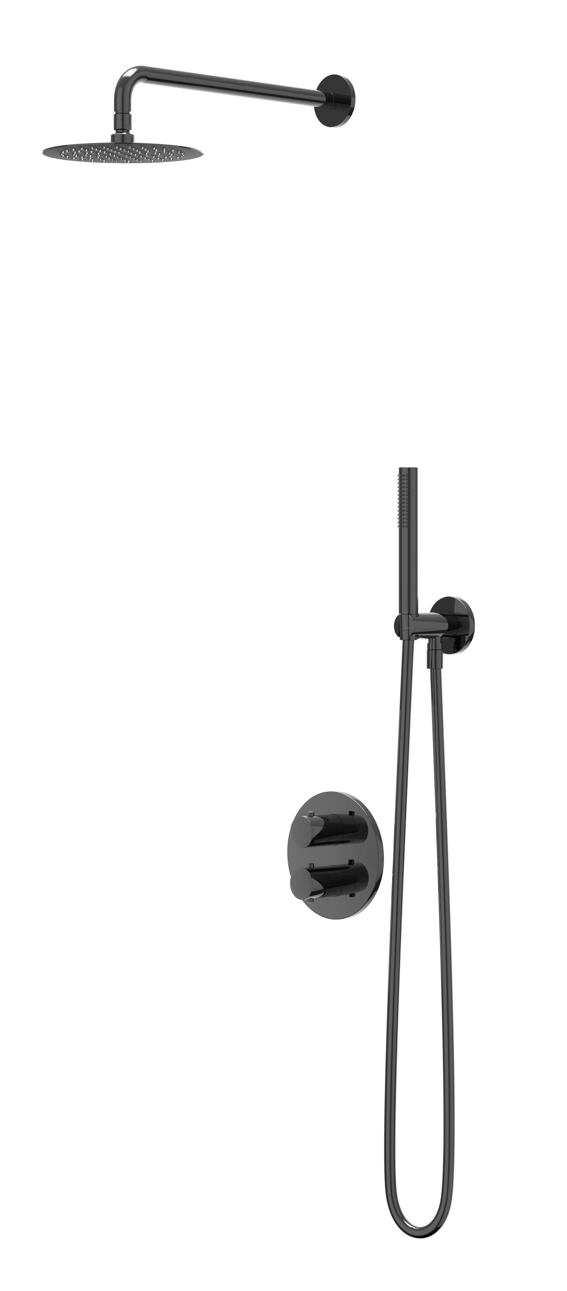 IVY Bond Inbouwset 2-weg w-arm 30cm sl houder uitlaat en satin sp. CSB2ZCCCAA Zwart chroom PVD