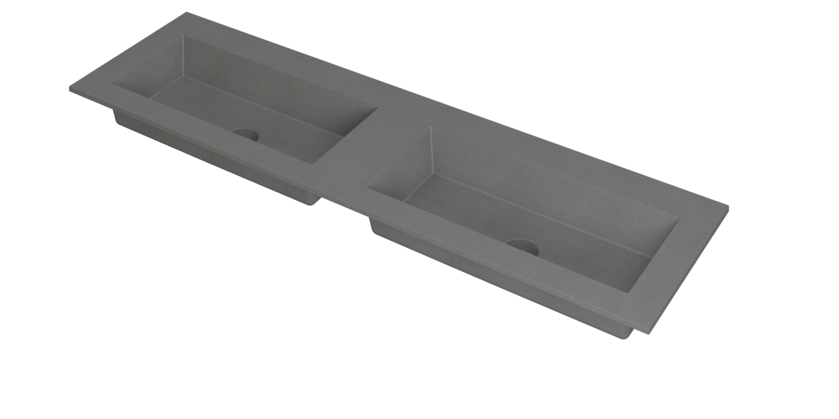 INK Kraft wastafel dubbele bak z. krgtn 3417374 Quartz grijs H10xB1600xD450