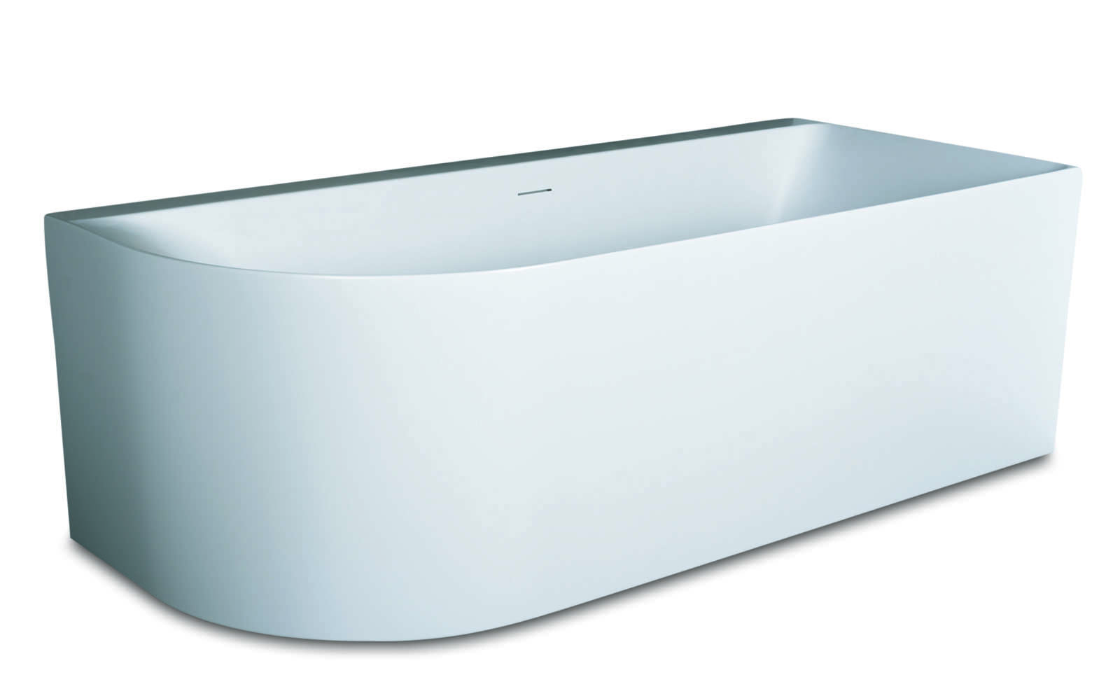 Luca vrijstaand hoekbad links afgerond met overloop 180x80x60cm Mat wit