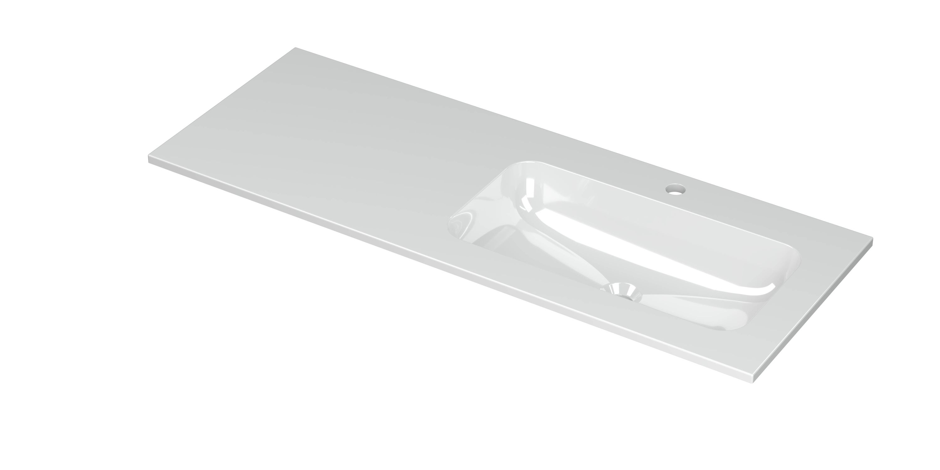 INK Aspekt wastafel pors. m. kom 45 R m. 1 krgt. 207039 Glans wit H25xB15xD1200