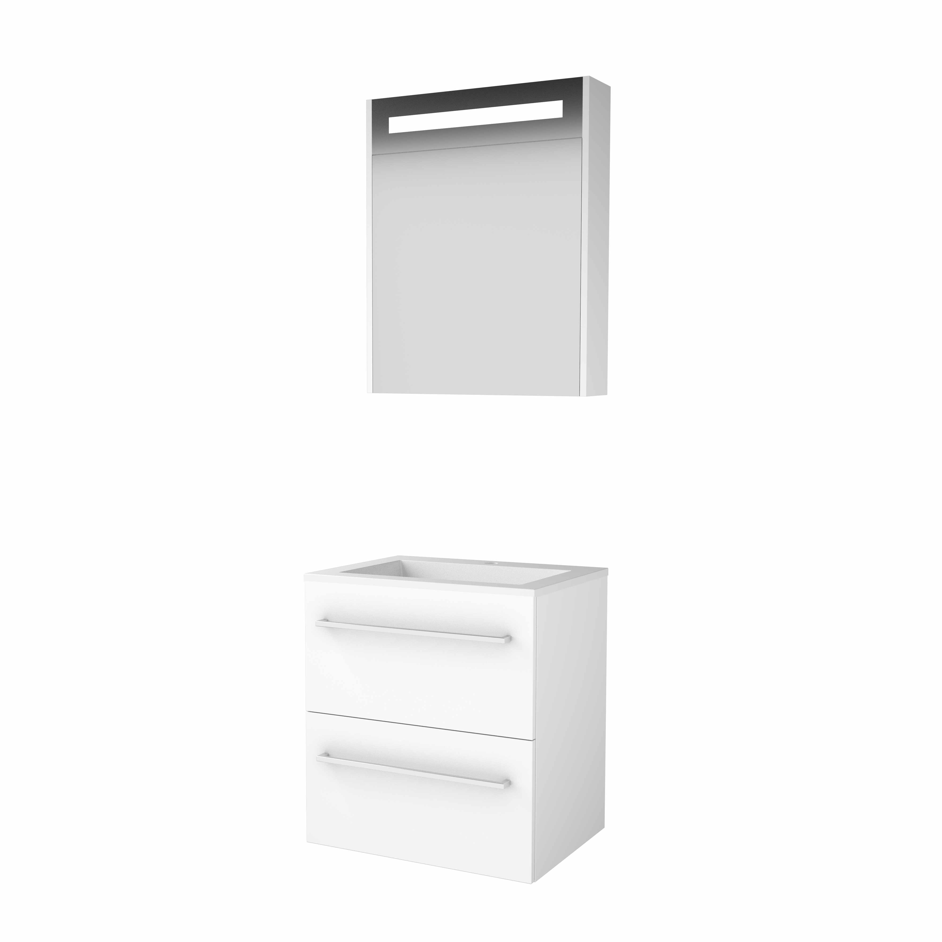 Basic Premium 46 set 60x46cm met gr. 2 la Acryl wast. 1 krgt. incl. kast m. verl. P46GR60A1IW Ice White