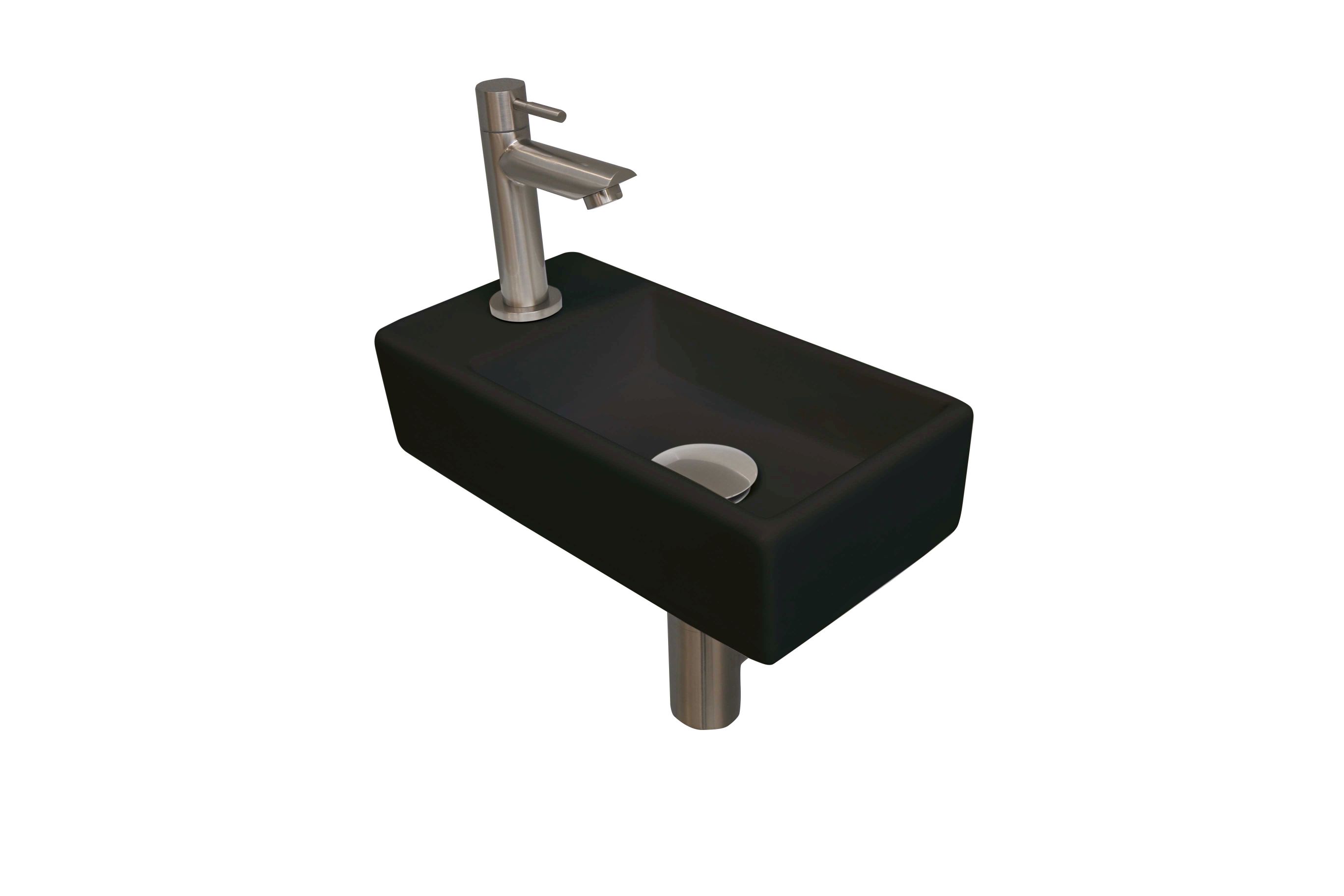 INK fonteinpack pors. L incl. kraan sifon plug en montageset 1805358 m. zwart/Brushed nickel H90xB360xD180