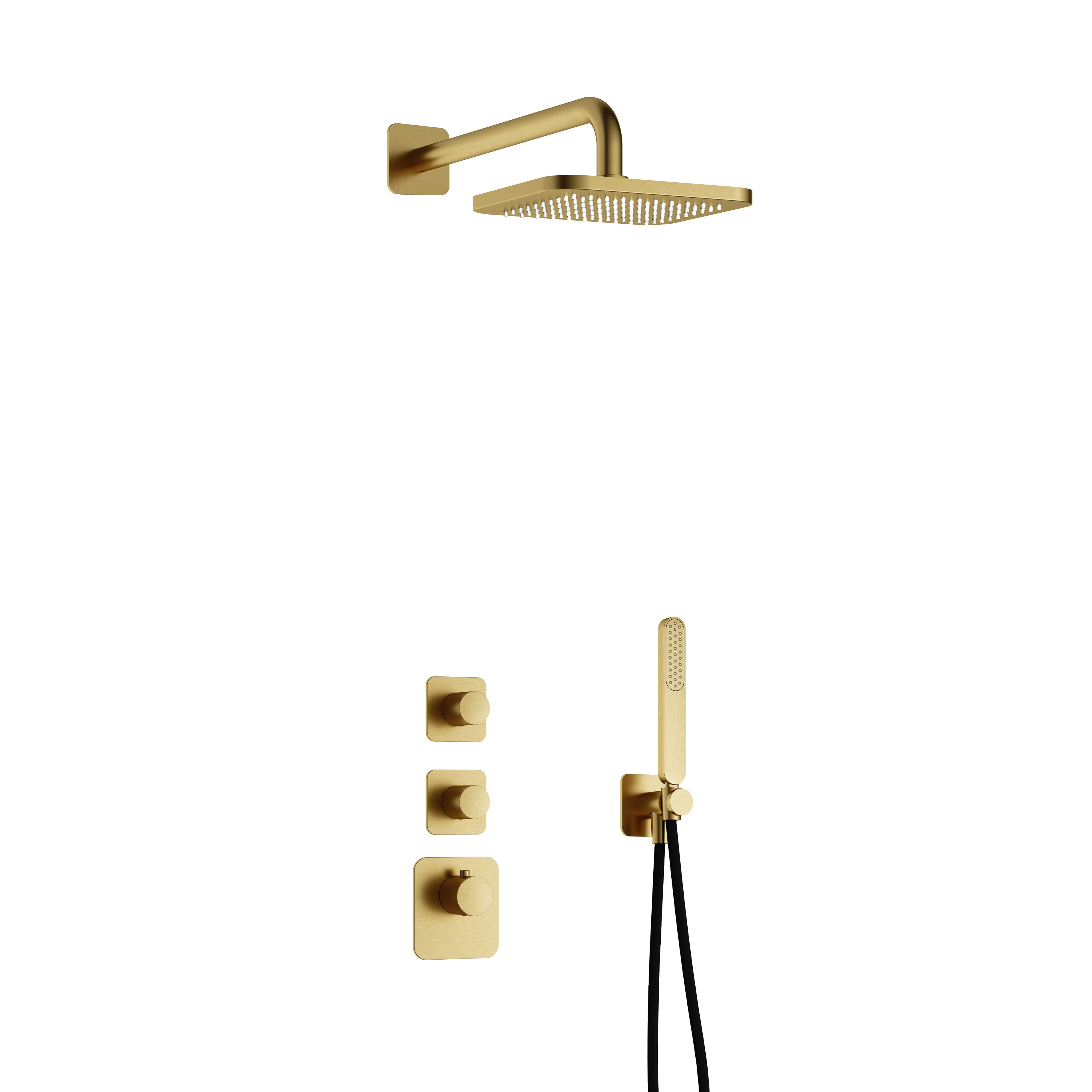 Hotbath Gal Highflow inbouwset m. 2 stopkr. IBS40BBP Geborsteld Messing PVD