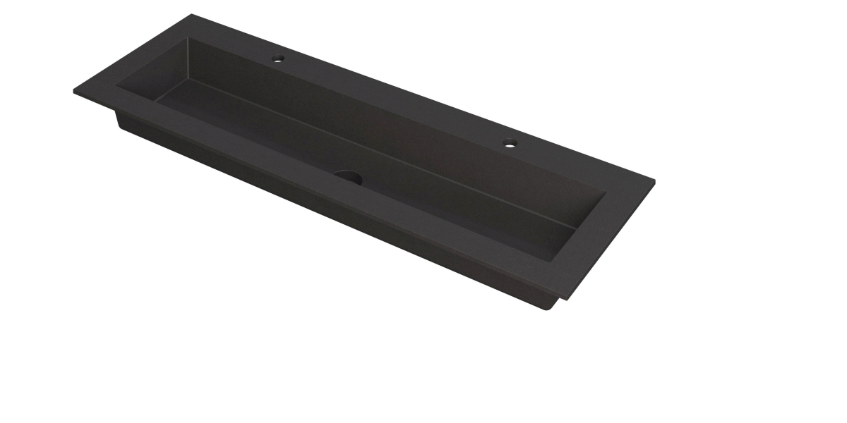 INK Kraft wastafel enkele bak 2 krgtn 3417293 Quartz zwart H10xB1400xD450