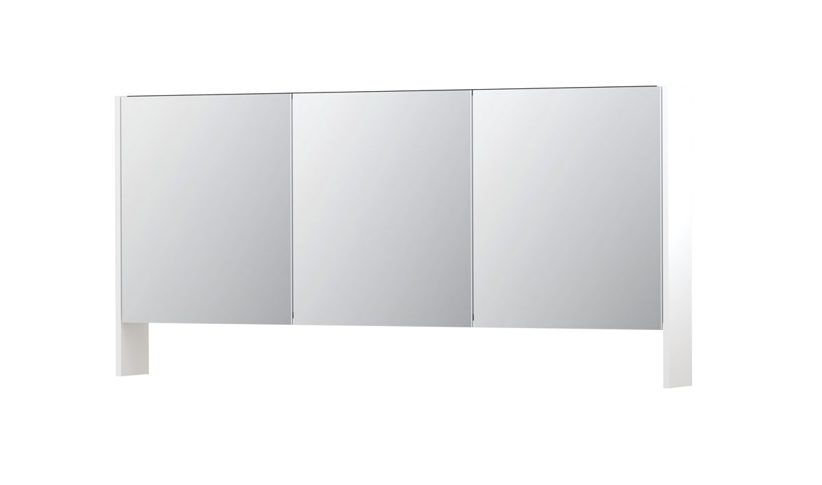 INK SPK3 spiegelkast m. dubbel gesp. 3 deuren icm open planchet en stop/schak. 1110351 m. wit H740xB1600xD140