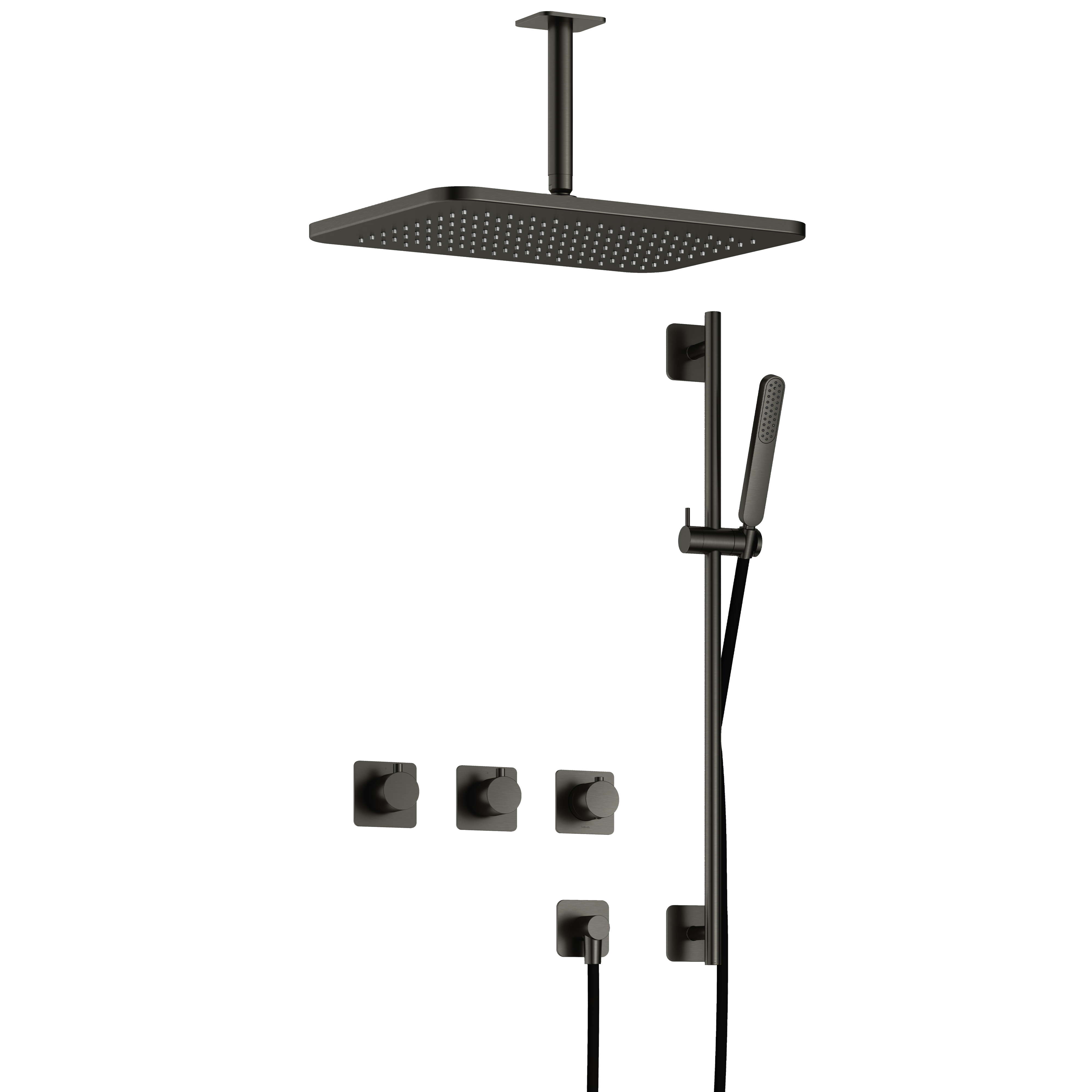 Hotbath Gal inbouwset m. 2 stopkr. m. plaf. buis GL106 en glijst. IBSGL70BGP257 Geborsteld Gunmetal PVD