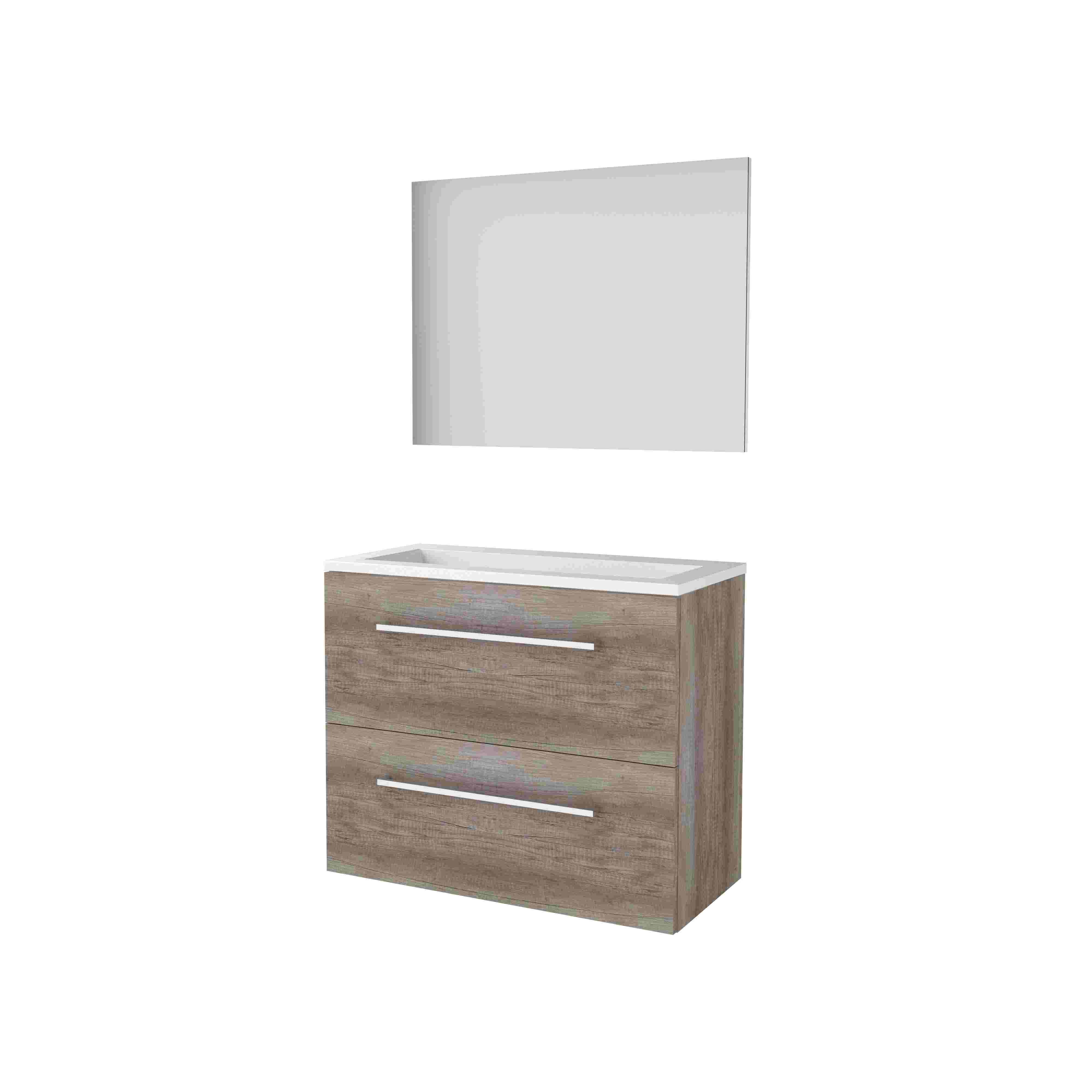 Basic Basic 39 set 80x39cm met gr. 2 la Acryl wast. 0 krgt. incl. spiegel B39GR80A0SO Scotch Oak