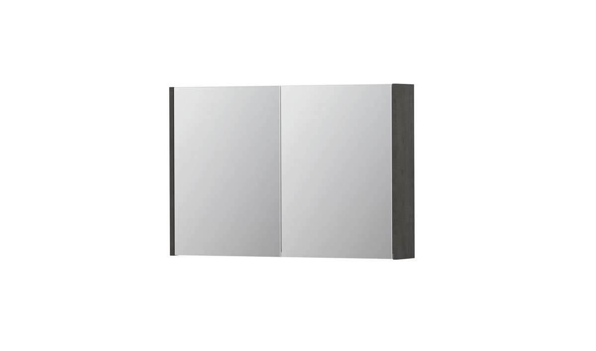 INK SPK1 spiegelkast m. 2 dubbelzijdige spiegeldeuren en stop/schak. 1110612 Oer grijs H600xB900xD140