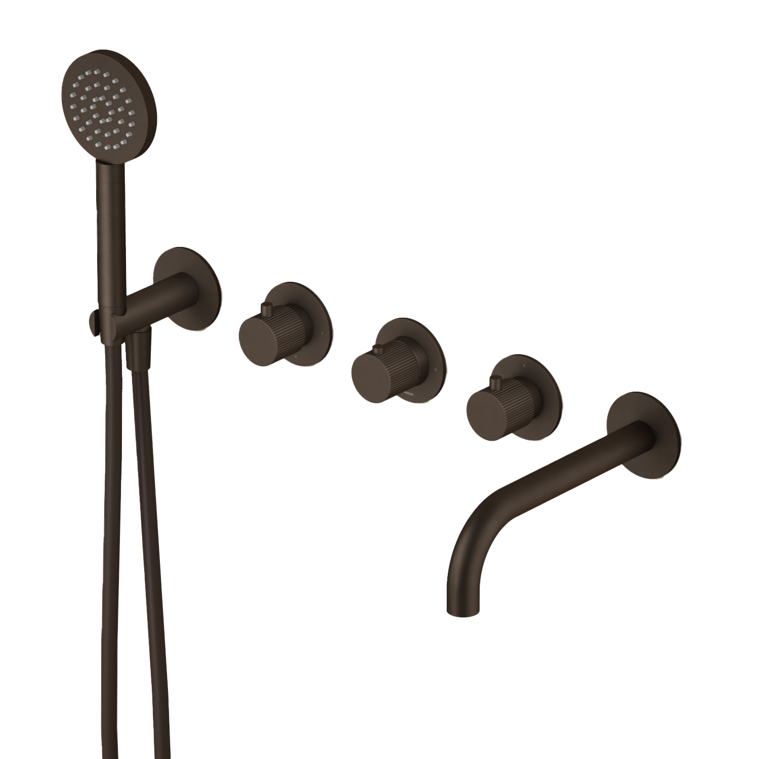 Hotbath GUY afbouwdeel bad/douche thermostaat met 2 stopkranen met uitloop GY7072REXTTB Tuscan bronze