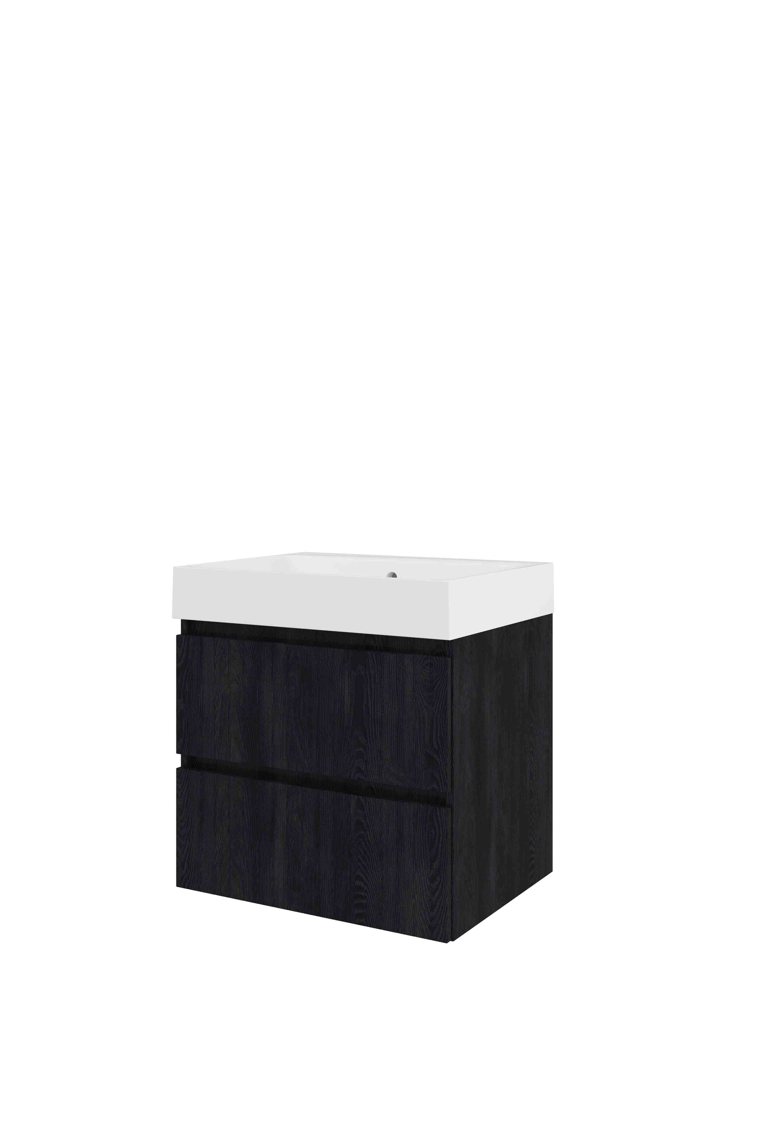 Proline Set polystone Loft wast. z. krgt. en onderkast sym. gefr. 1818642 Charcoal oak/Glans wit 600x460x620