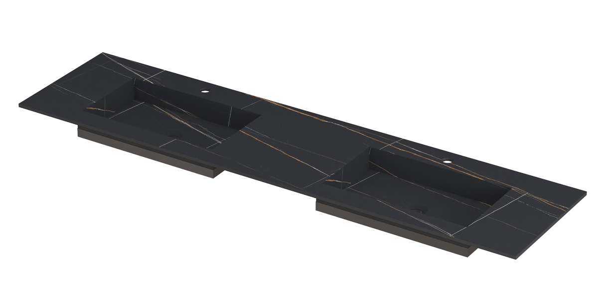 INK Post wast. keramische slab envelop bak dubbel 2 krgt. H10xB1800xD450 Lauren black mat / 210152