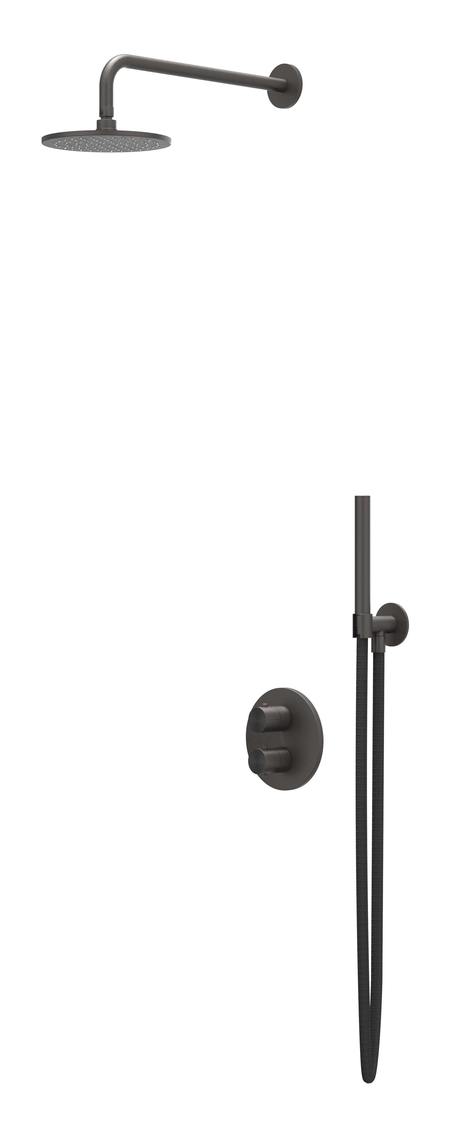 IVY Concord Inbouwset 2-weg w-arm 30cm me glijst. uitlaat en staafmodel CSC2ICBACAB RVS316 gebr carbon black PVD