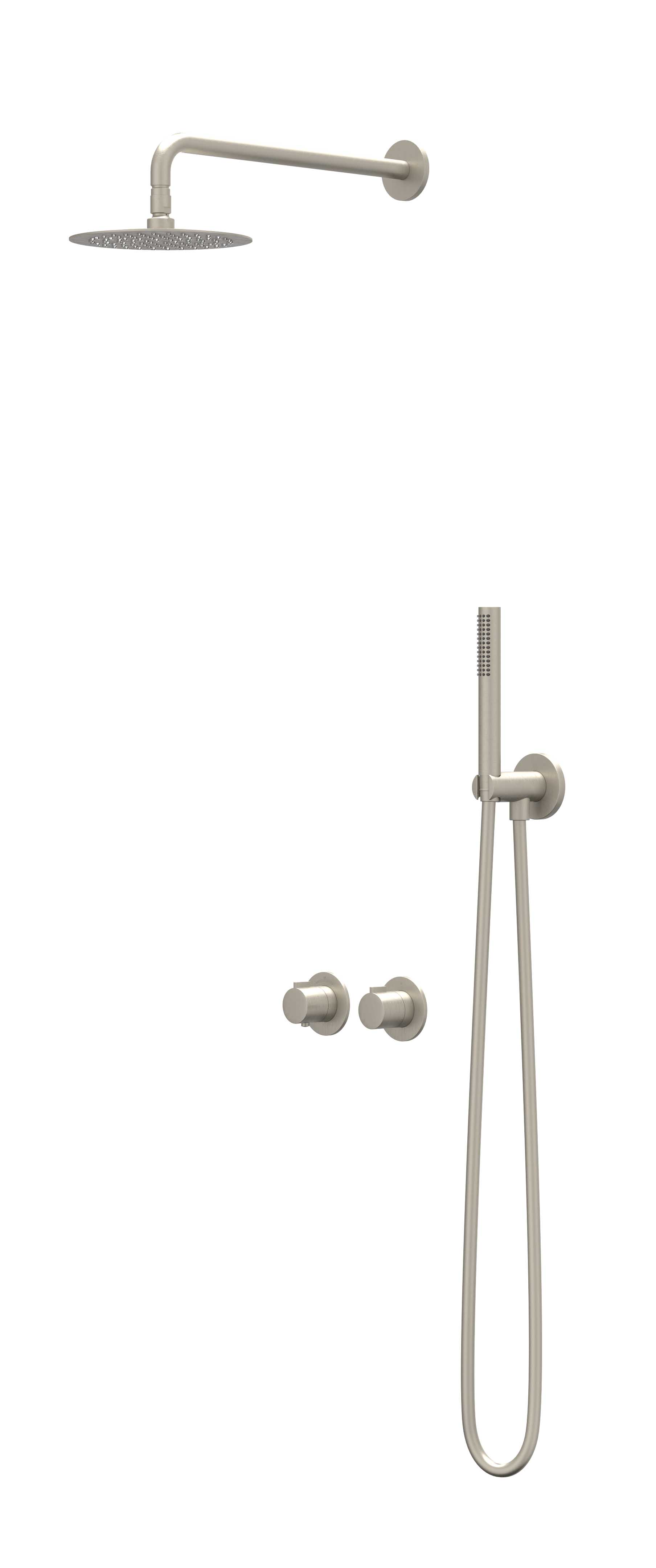 IVY Pact set 2-weg st.omst. 30cm pl.b. R30cm verst. steun m. geint. uitl. slang 150cm + staaf CSP3GNACCC Geborsteld nickel PVD