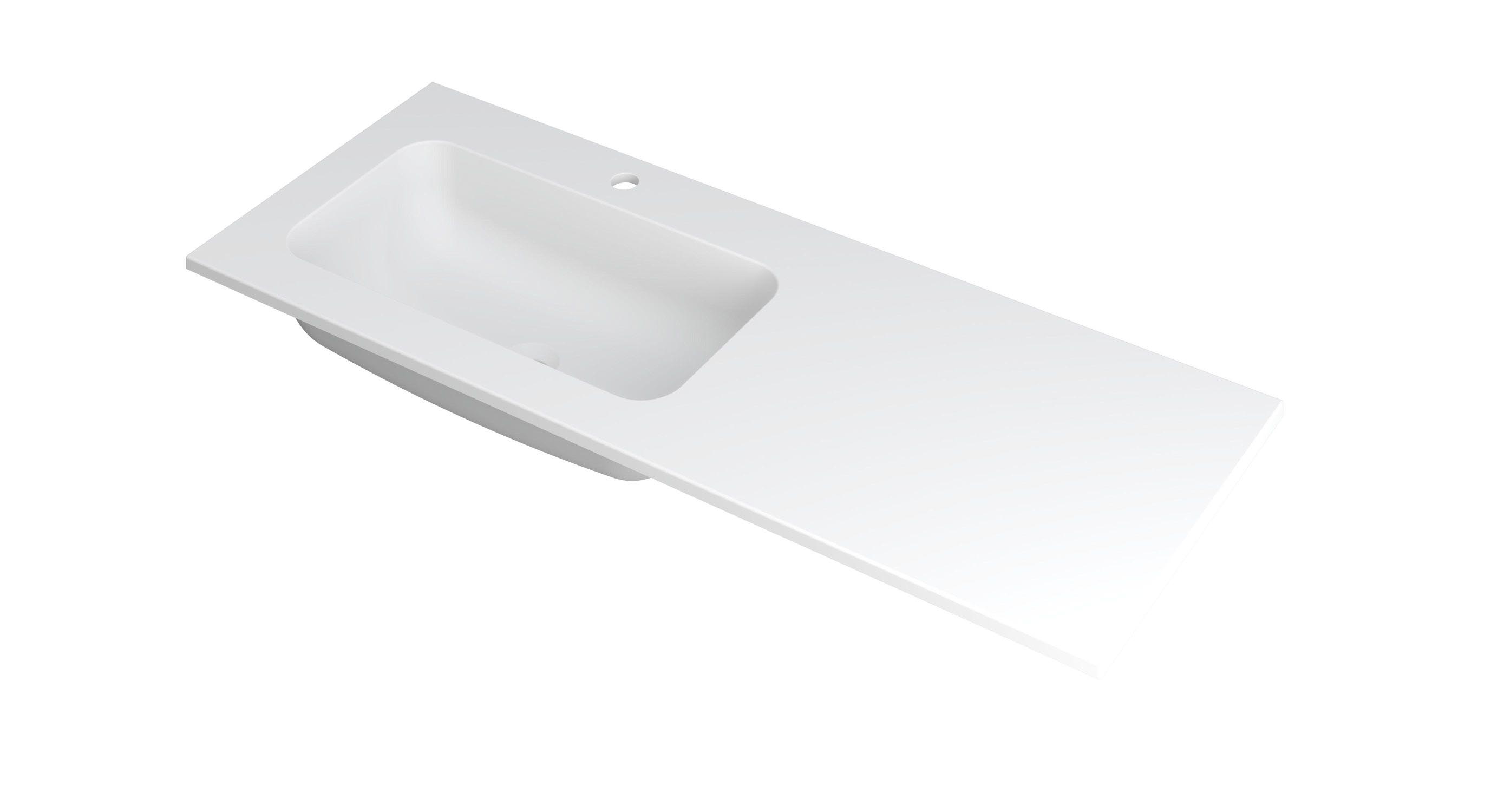 INK Faktor wast. polystone links met 1 krgt. 3407225 Mat wit H15xB1200xD450