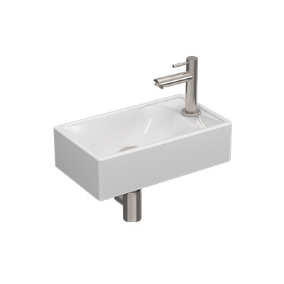 Proline pack porselein m. krgt. R fontein kraan sifon plug + bev. Glans wit/Brushed nickel / 1805113P