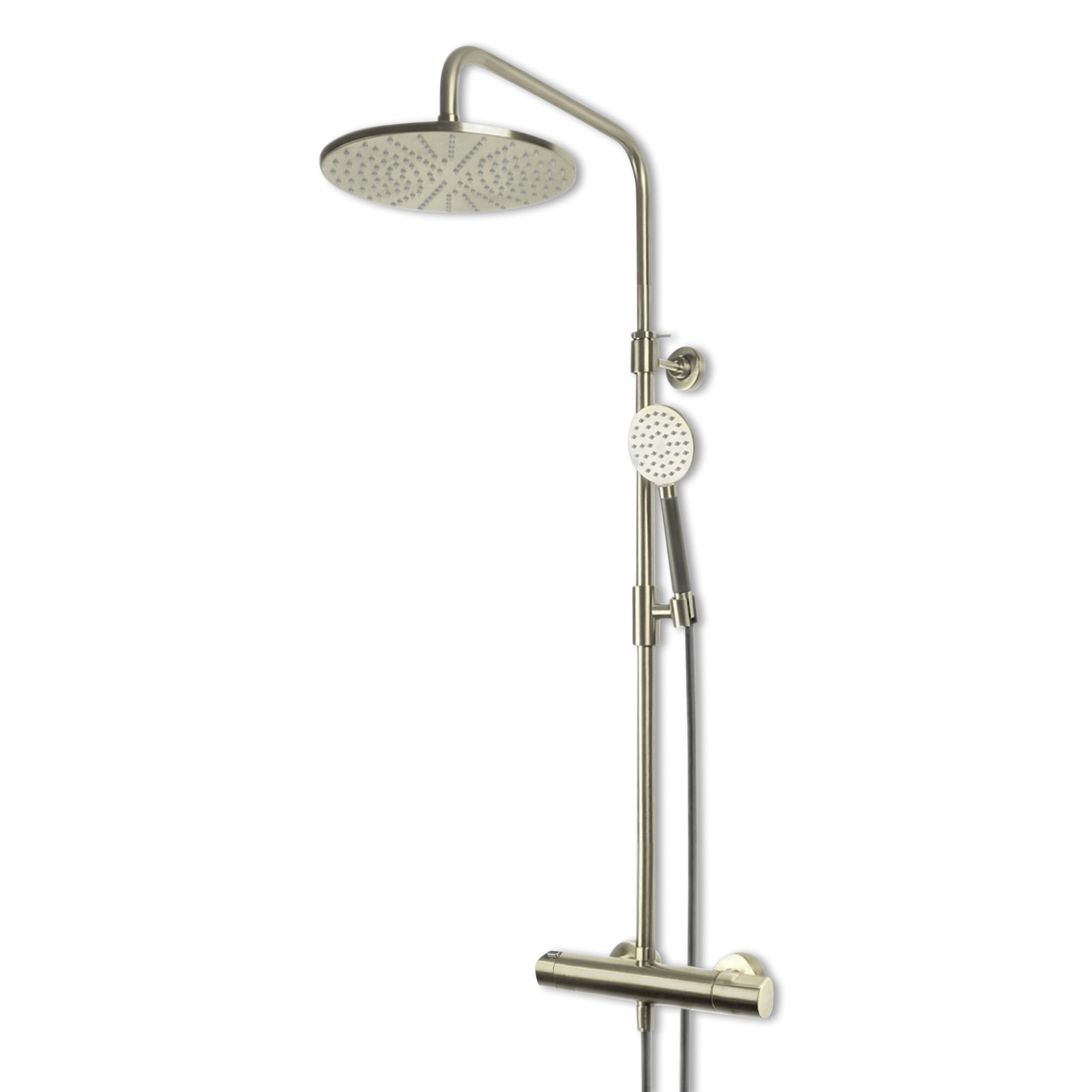 Lagoo Como Thermostatische douche set m. hoofddouche 250 mm en handdouche rond CM5203BN Brushed Nickel