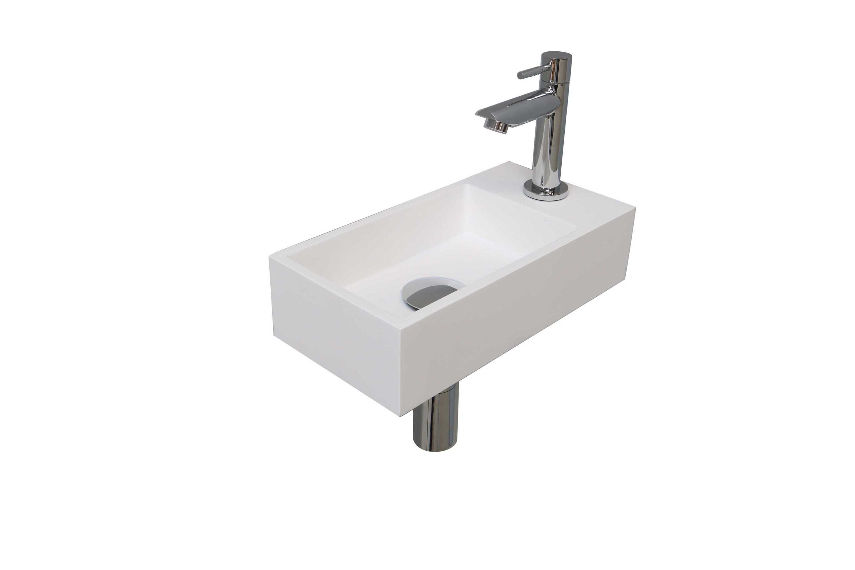 INK Versus Fonteinpack Polystone rechts 1805132 Mat wit/chroom H90xB360xD180