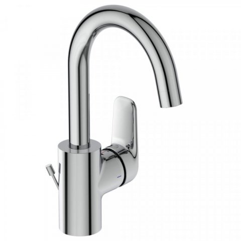 Ideal Standard Nimbus Blue wastafelmengkraan met hoge uitloop en waste F2962AA Chroom