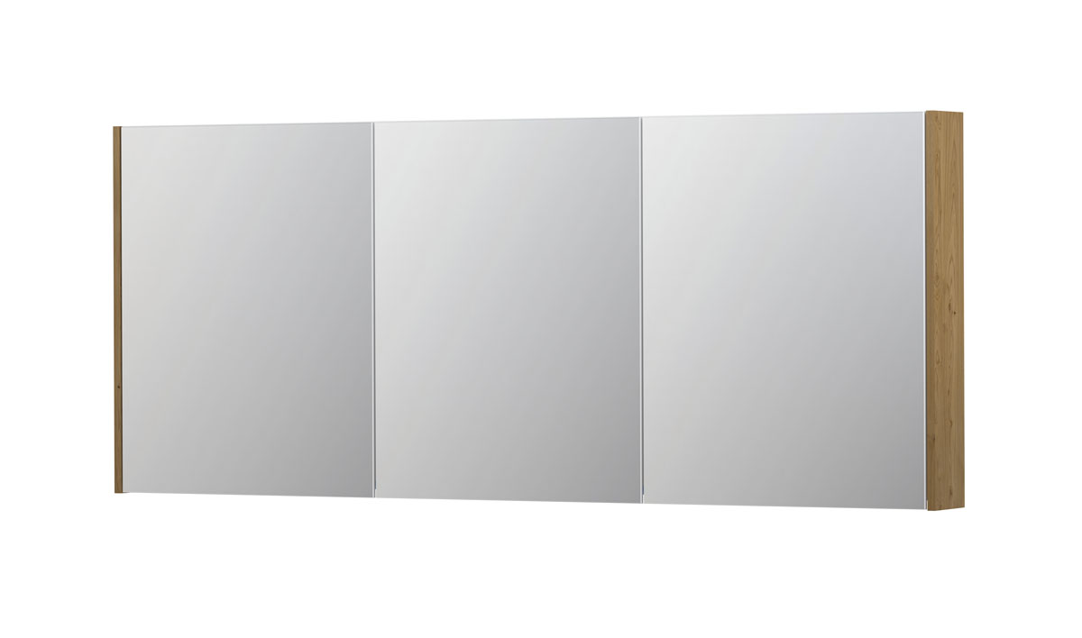 INK SPK2 spiegelkast m. 3 dubbelzijdige spiegeldeuren en stop/schak. 1105571 Natur fineer H730xB1800xD140