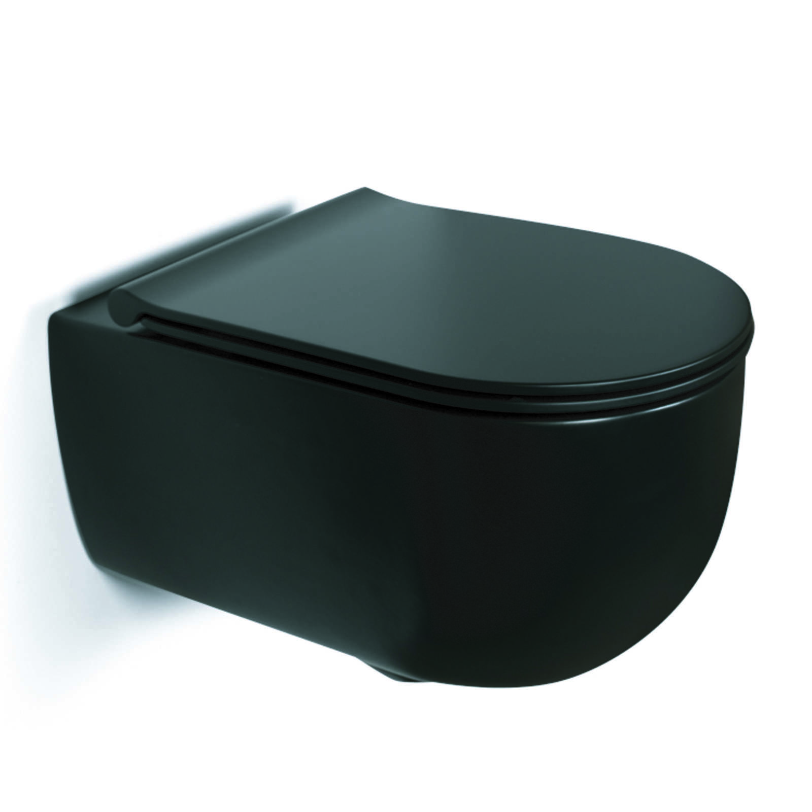 Futuro Flush wandcloset 53x34cm rimless + softclose toiletzitting Mat zwart