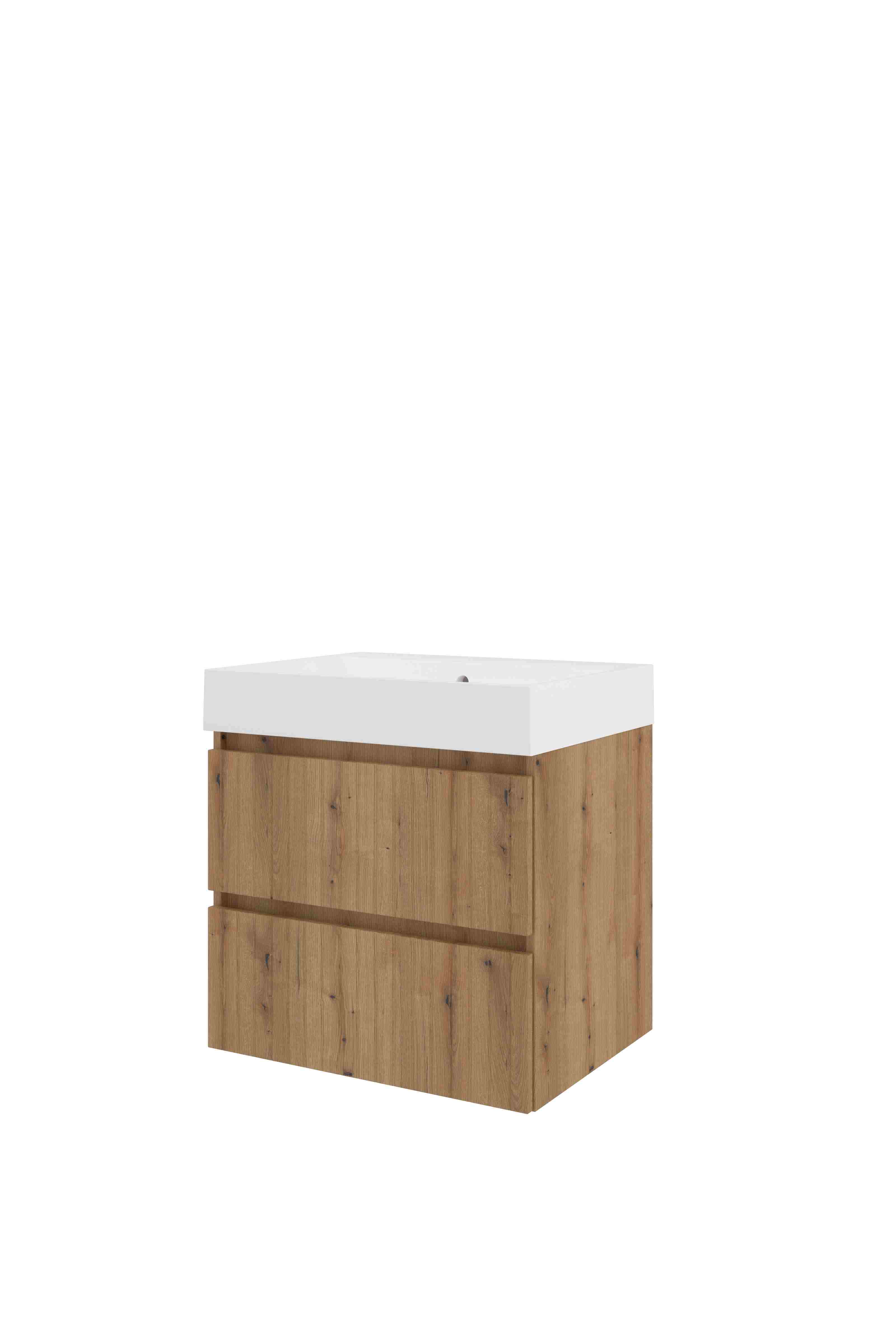 Proline Set polystone Loft wast. z. krgt. en onderkast sym. gefr. 1818661 Urban oak/Mat wit 600x460x620