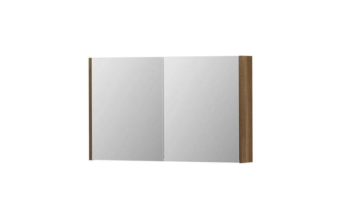 INK SPK1 spiegelkast m. 2 dubbelzijdige spiegeldeuren en stop/schak. 1110668 massief eiken H600xB1000xD140