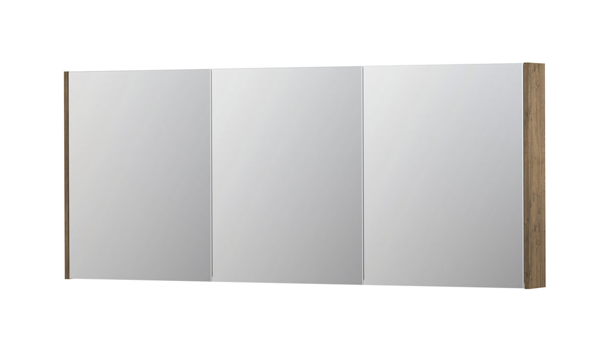 INK SPK2 spiegelkast m. 3 dubbelzijdige spiegeldeuren en stop/schak. 1105560 Naturel eiken H730xB1800xD140