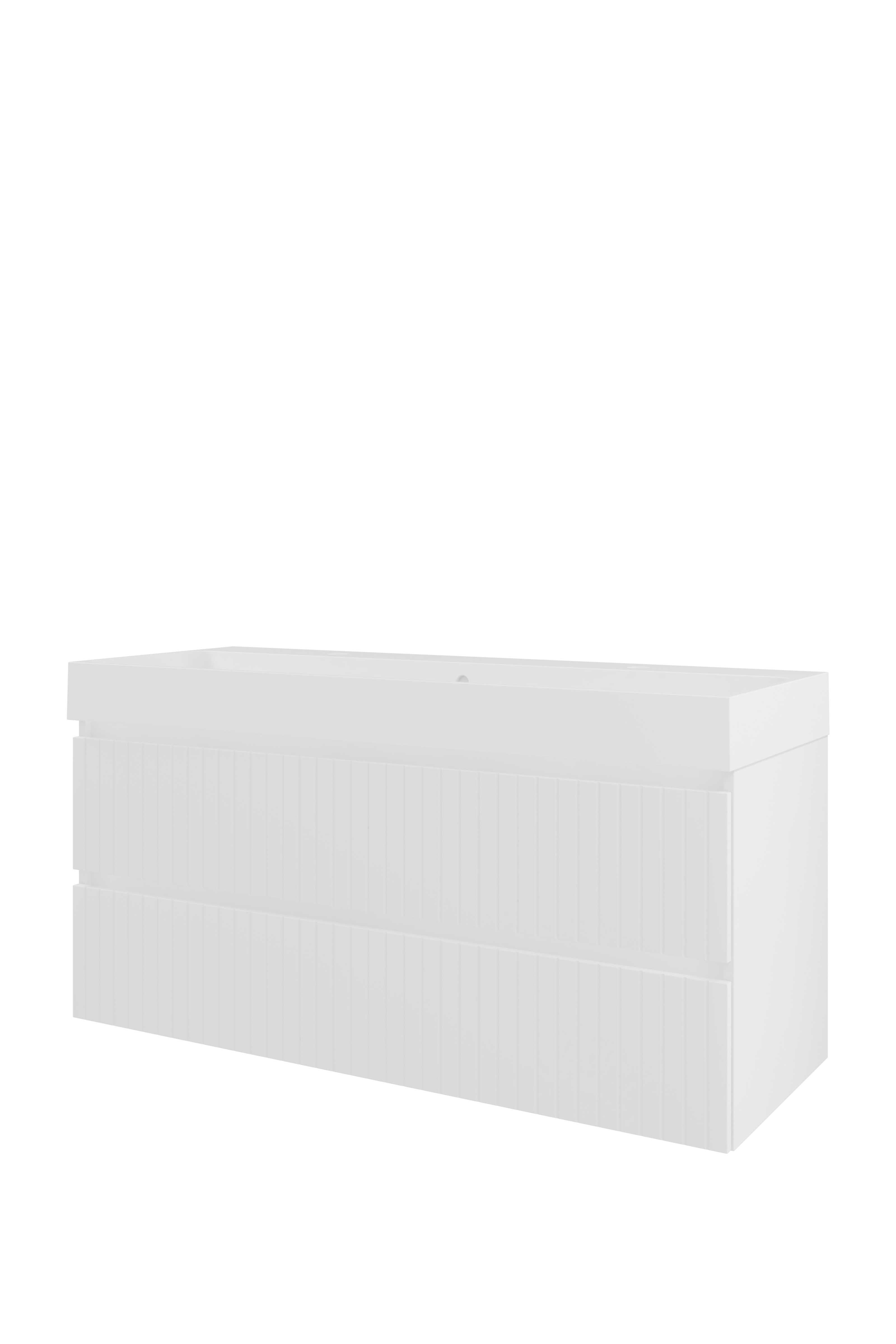 Proline Set polystone Loft wast. met 2 kr.gaten en onderkast sym. gefr. 1818805 Mat wit/Glans wit 1200x460x620