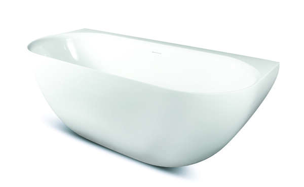 Luca Back to wall bad half rond van acryl met overloop 170x80x60h LUPA1777 Glans wit