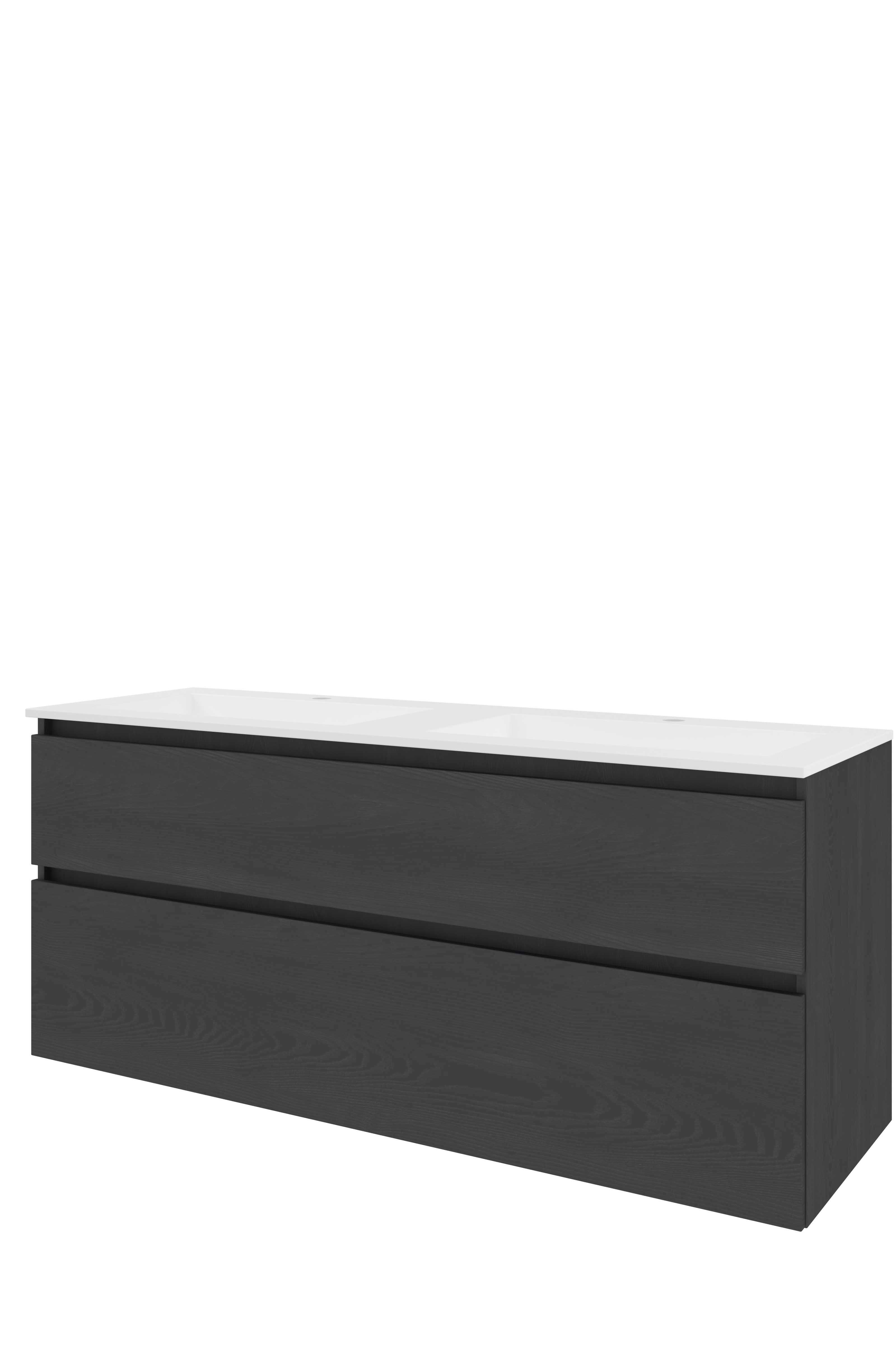 Proline Set polystone Elegant wast. met 2 kr.gaten en onderkast a-sym. 1817627 Black oak/Mat wit 1400x460x620