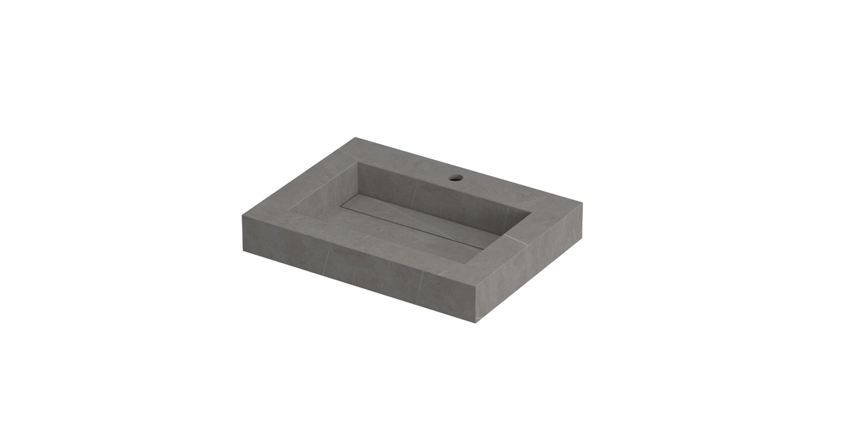 INK Pitch wast. keramische slab bak m. drain + front + side skirts 1 krgt. H90xB600xD450 Armani grey mat / 210311