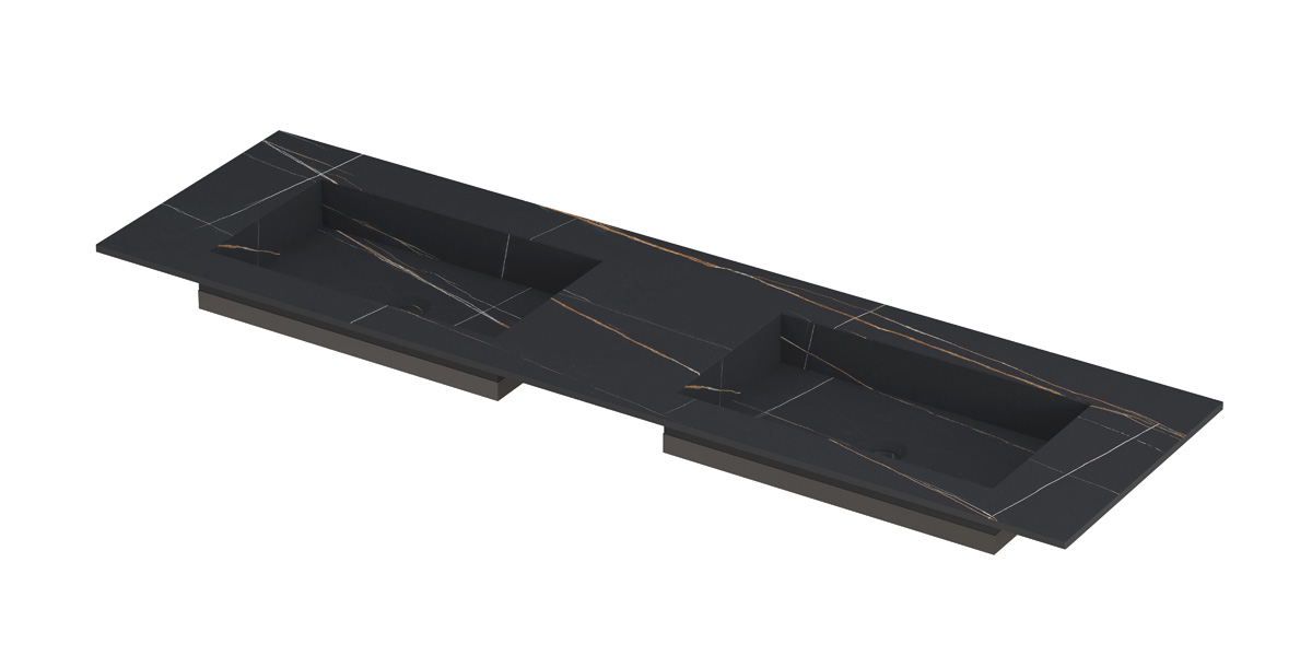 INK Post wast. keramische slab envelop bak dubbel zonder krgt. H10xB1600xD450 Lauren black mat / 210122