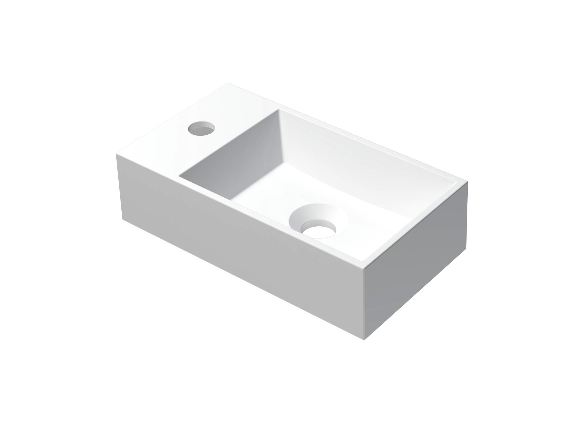 INK Contra Fontein Polystone vierkant met krgt. links 3403022 Mat wit H100xB400xD220