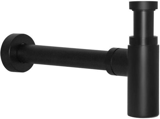 DSI Wastafelsifon rond design 5/4 x32mm m. muurbuis + rozet Matzwart