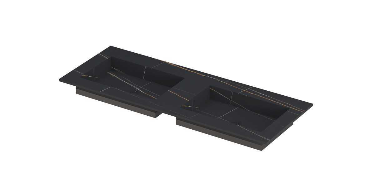 INK Post wast. keramische slab envelop bak dubbel zonder krgt. H10xB1200xD450 Lauren black mat / 210082