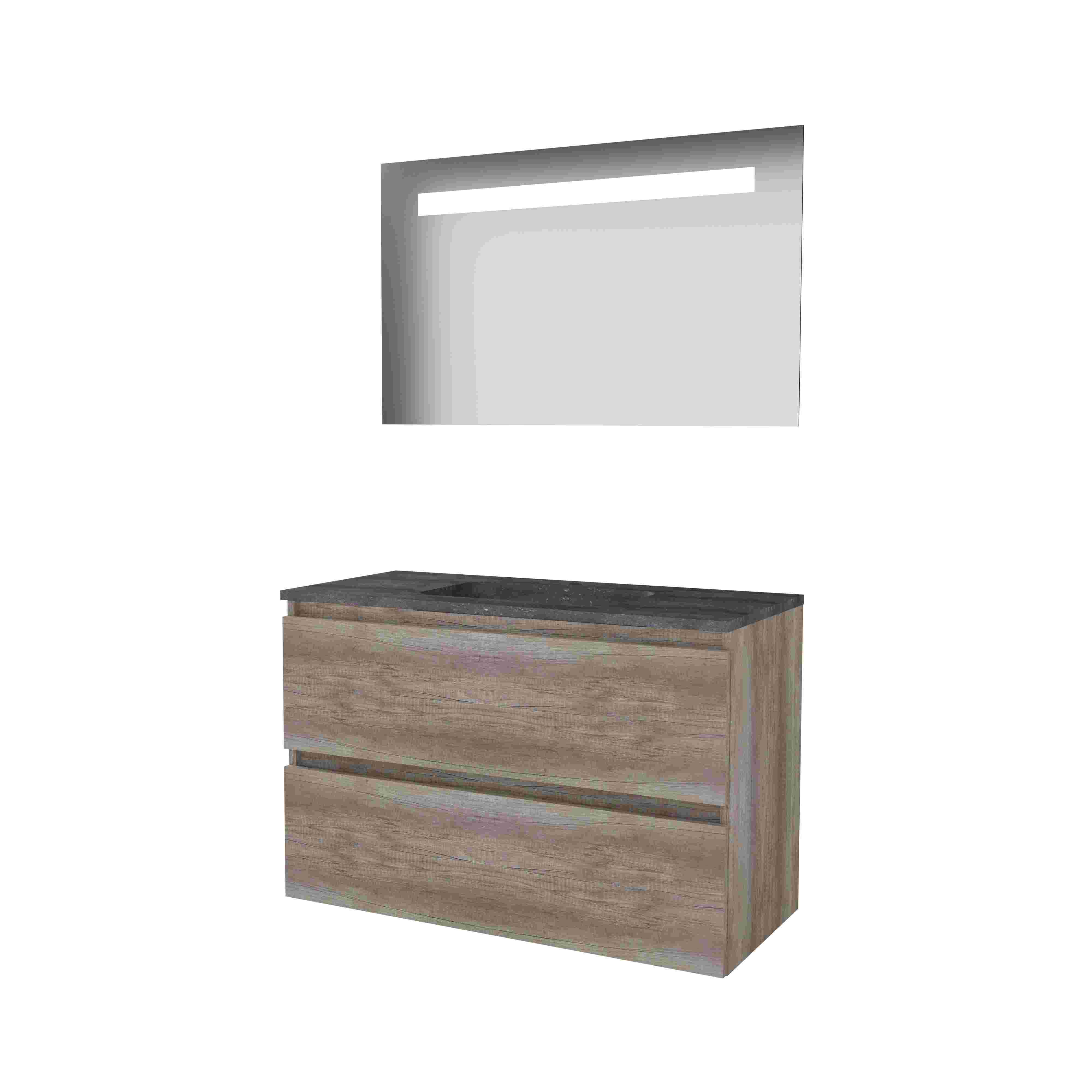 Basic Econom. 46 onderk. GL incl. 2 la + hardst. wast. incl. 1 krgt. incl. spg. m. geint. Led B1000xD460 Scotch Oak / 1813077