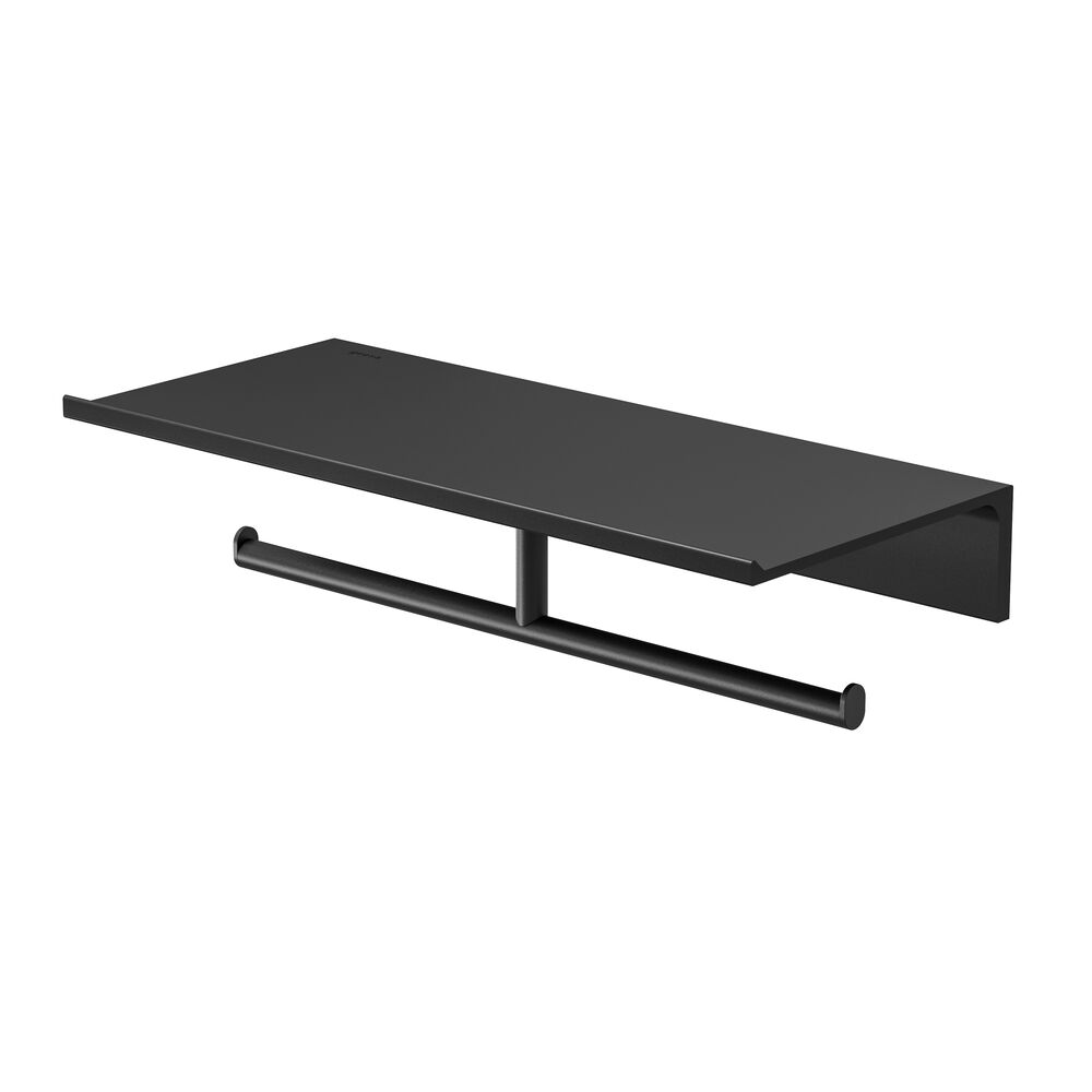 Geesa Leev Planchet 28 cm met toiletrolhouder zonder klep dubbel Zwart 918212-06-280