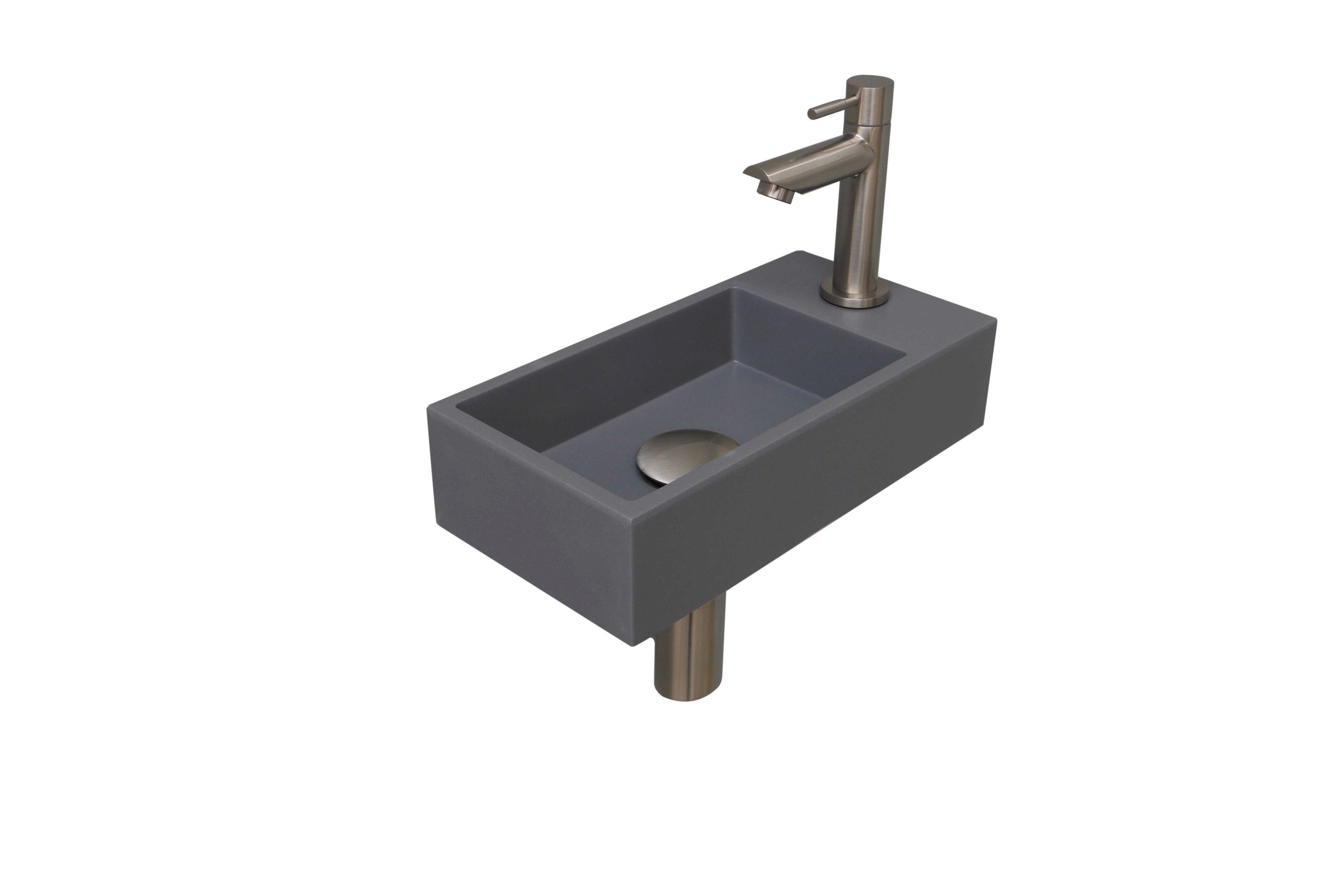 INK fonteinpack Quartz R incl. kraan sifon plug en montageset 1805178 Quartz grijs/brushed nickel H90xB360xD180