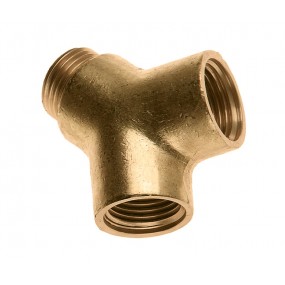 Messing Y-stuk 1/2 x 1/2 x 1/2 binnendraad x buitendraad x binnendraad