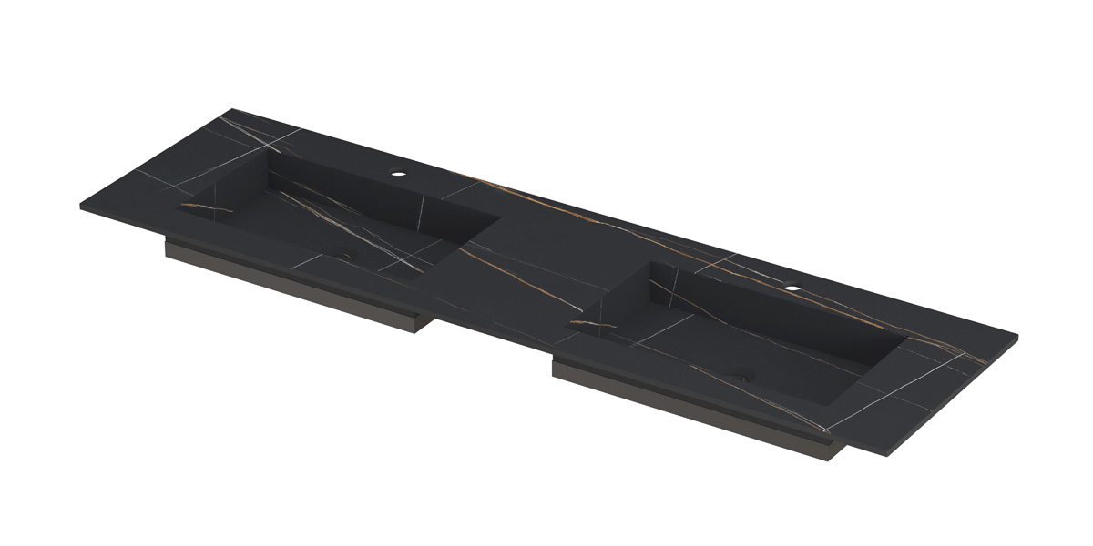 INK Post wast. keramische slab envelop bak dubbel 2 krgt. H10xB1600xD450 Lauren black mat / 210132