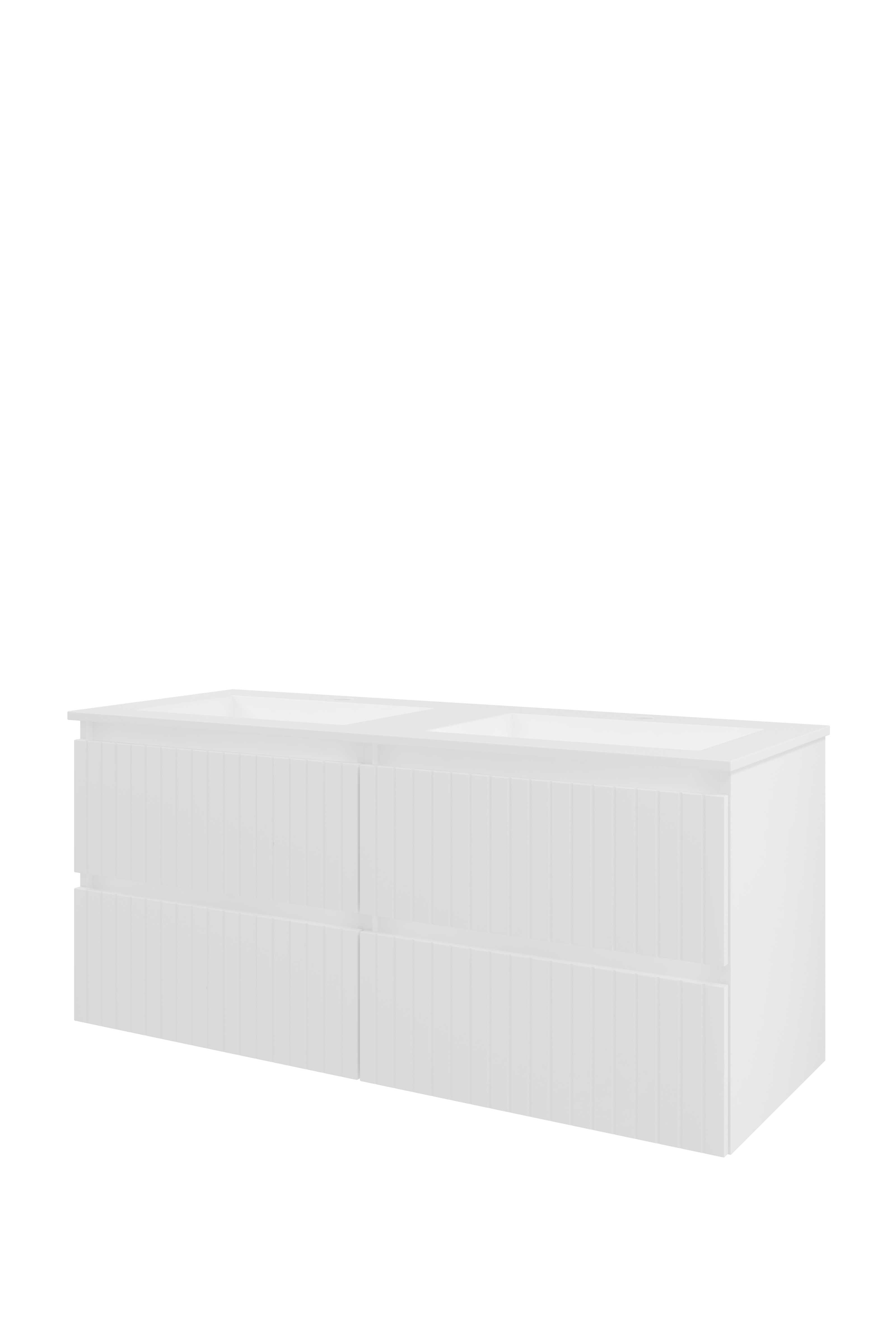 Proline Set polystone Elegant wast. met 2 kr.gaten en onderkast 4 laden sym. gefr. 1818595 Mat wit/ Mat wit 1200x460x540