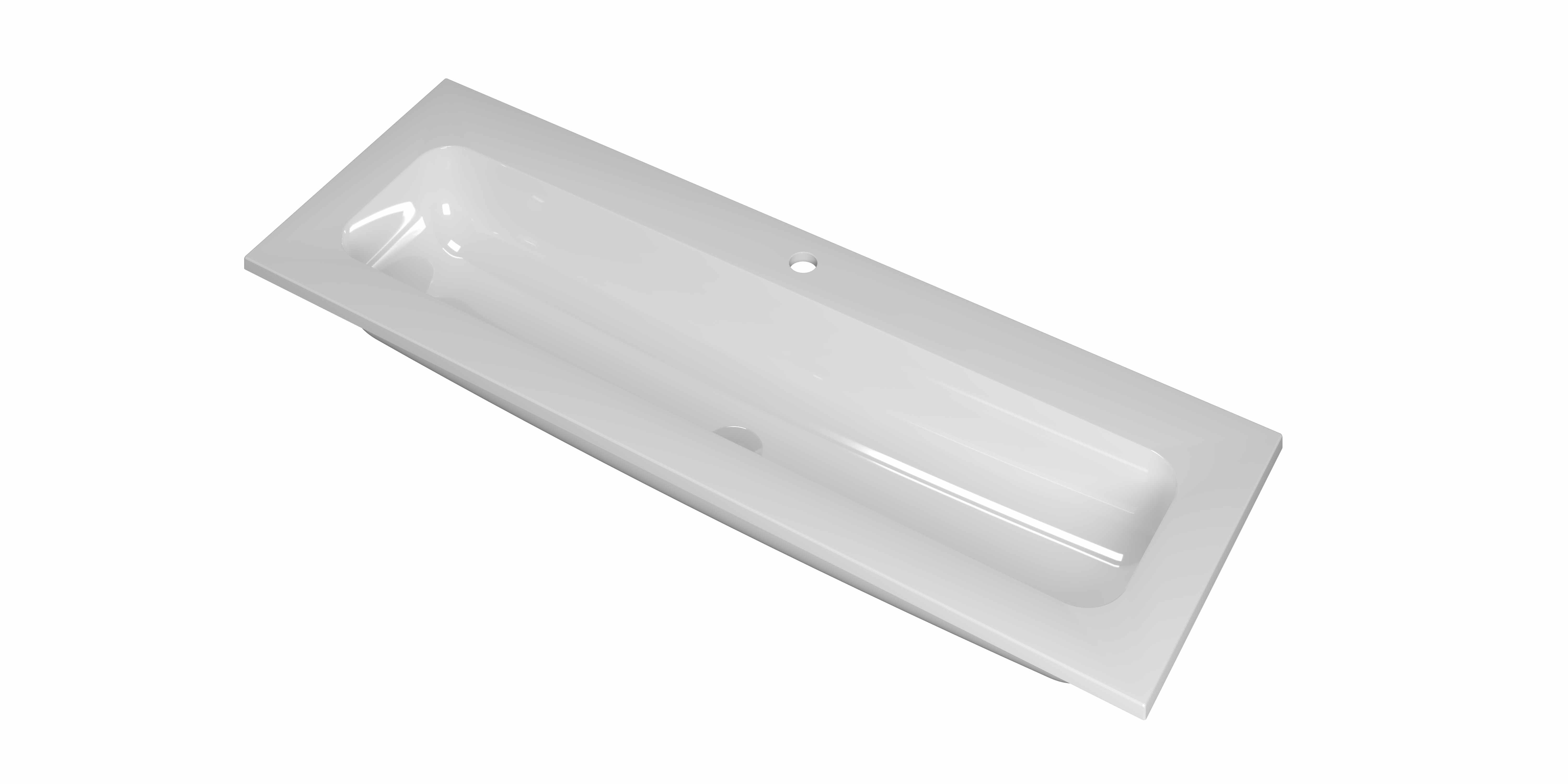 INK Reflekt wast. polystone centraal met 1 krgt. 3407641 Glans wit 1200x400x15