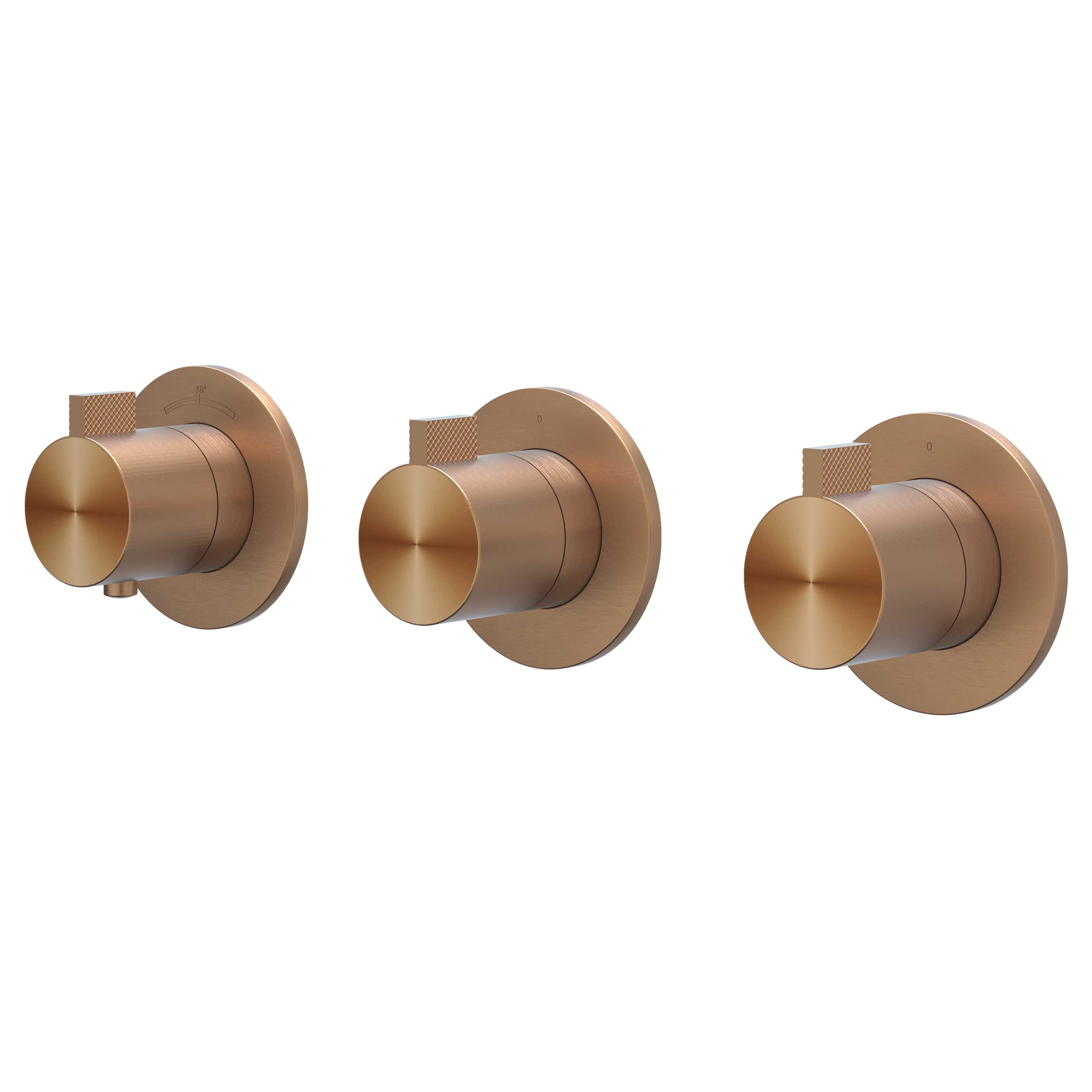 IVY Tribe Afbouw inbouwtherm. m/2 stopkranen symmetry m/ronde rozetten 6201323 RVS316 gebr. mat koper PVD