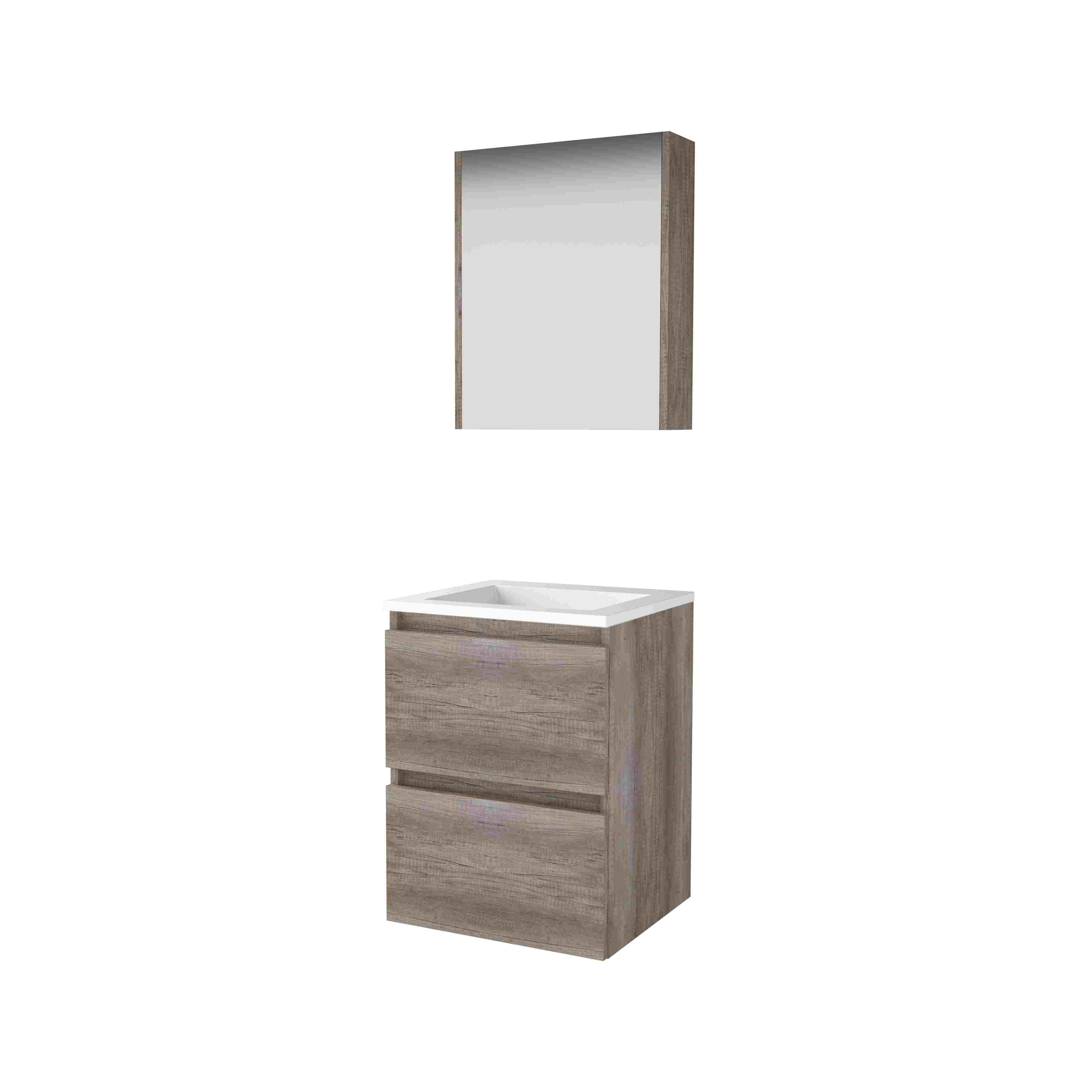 Basic Comfort 46 set 50x46cm greepl. 2 la Acryl wast. 0 krgt. incl. kast C46GL50A0SO Scotch Oak