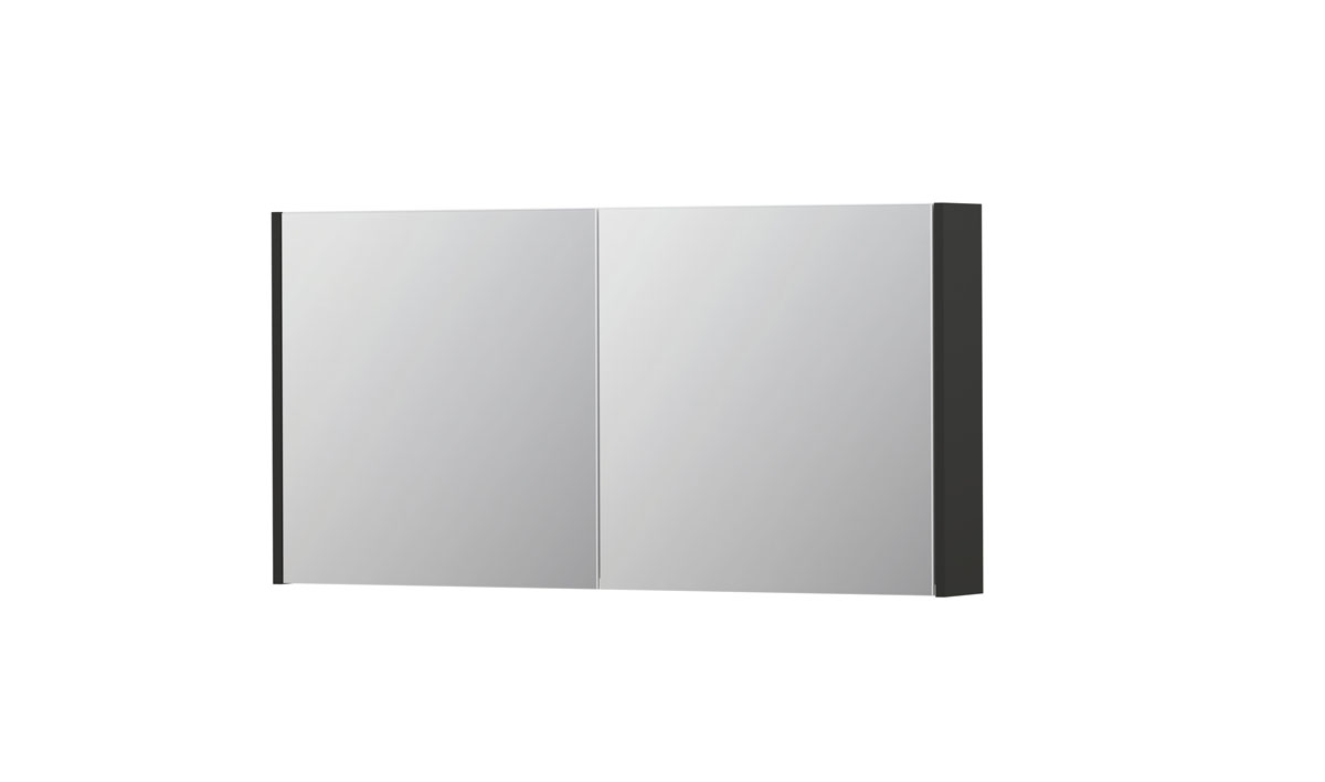 INK SPK1 spiegelkast m. 2 dubbelzijdige spiegeldeuren en stop/schak. 1110702 mat antraciet H600xB1200xD140